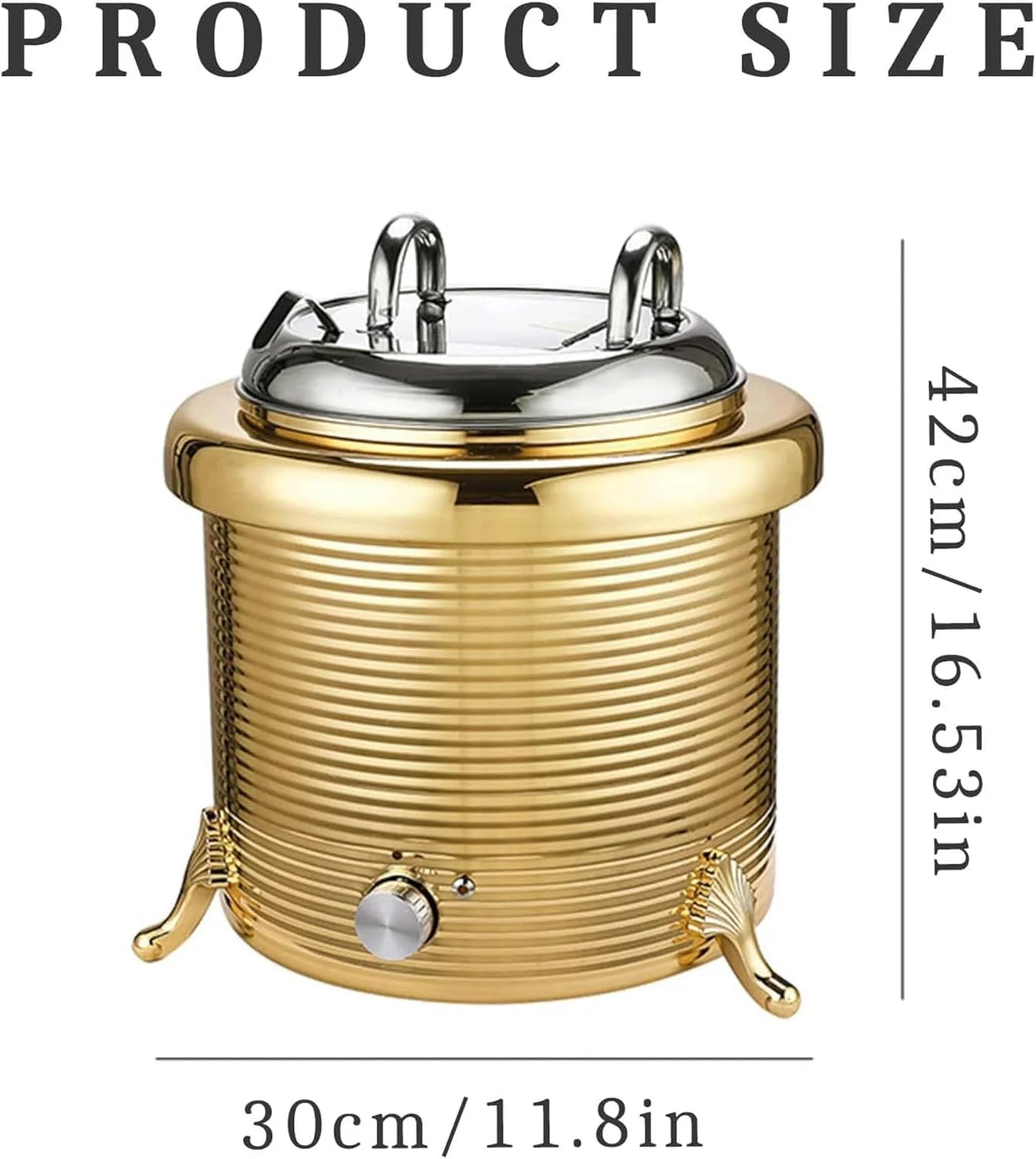 دیگ سوپ برقی استیل ضد زنگ 13 لیتری، گرمکن سوپ با دمای قابل تنظیم 30-80 درجه سانتیگراد، دستگاه گرم نگهدارنده غذا، به همراه قاشق و درب استیل ضد زنگ، مناسب برای رستوران