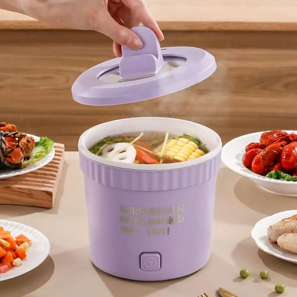 دیگ برقی VACSAX، مینی پلوپز برقی، 1 لیتر، بنفش، 450 وات، چند منظوره، مناسب منزل، خوابگاه، دفتر کار