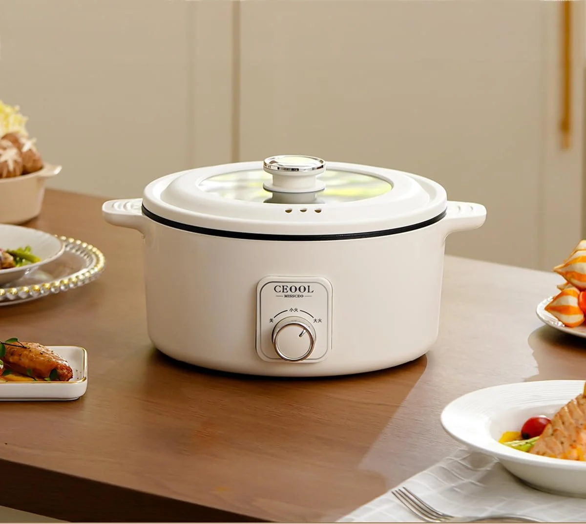زودپز برقی Ceool، دیگ پخت و پز چند منظوره 3 لیتری بدون نیاز به اجاق گاز، تنظیمات قدرت 500 و 1000 وات، دیگ نچسب، محافظت در برابر گرمای بیش از حد، جوش و خشک شدن، سرخ کردن/جوشاندن/خورش/آبکشی (دوشاخه CN)