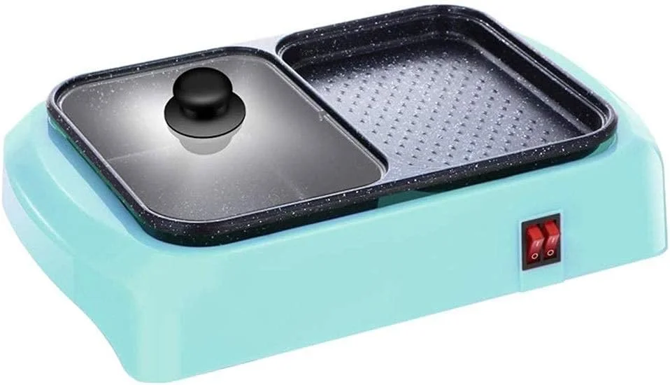 دستگاه گریل باربیکیو و هات پات چند منظوره NEKOUN، تابه برقی خانگی دو منظوره، دستگاه باربیکیو چند منظوره تک قابلمه ای دو منظوره با سوییچ مستقل