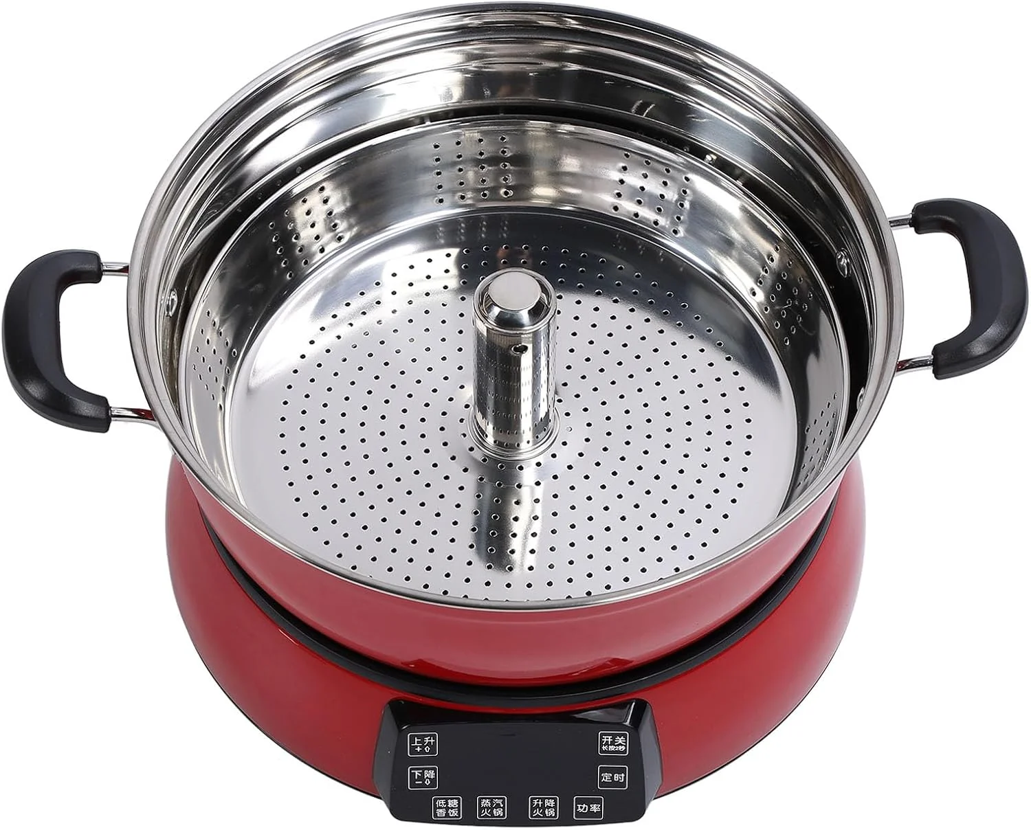 پلوپز کم کربوهیدرات Luocute، قابلمه هوشمند 6 لیتری با طراحی بالابر، تایمر گرم نگهدارنده برای پخت و پز، بخارپز کردن برنج و قابلمه داغ (قرمز)