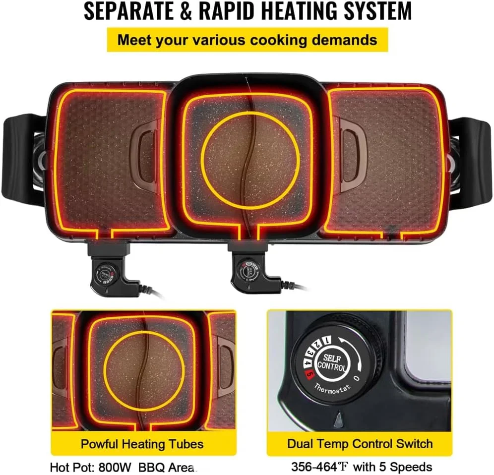 دستگاه گریل و هات پات 2 در 1، دستگاه هات پات و گریل باربیکیو، جوش فوری، سرخ کردن عمیق، جوشاندن، 1800 وات، کنترل دوگانه دما، گریل قابل حمل با هات پات دستگاه گریل و هات پات 2 در 1، دستگاه هات پات و گریل باربیکیو، جوش فوری، سرخ کردن عمیق، جوشاندن، 1800 وات، کنترل دوگانه دما، گریل قابل حمل با هات پات