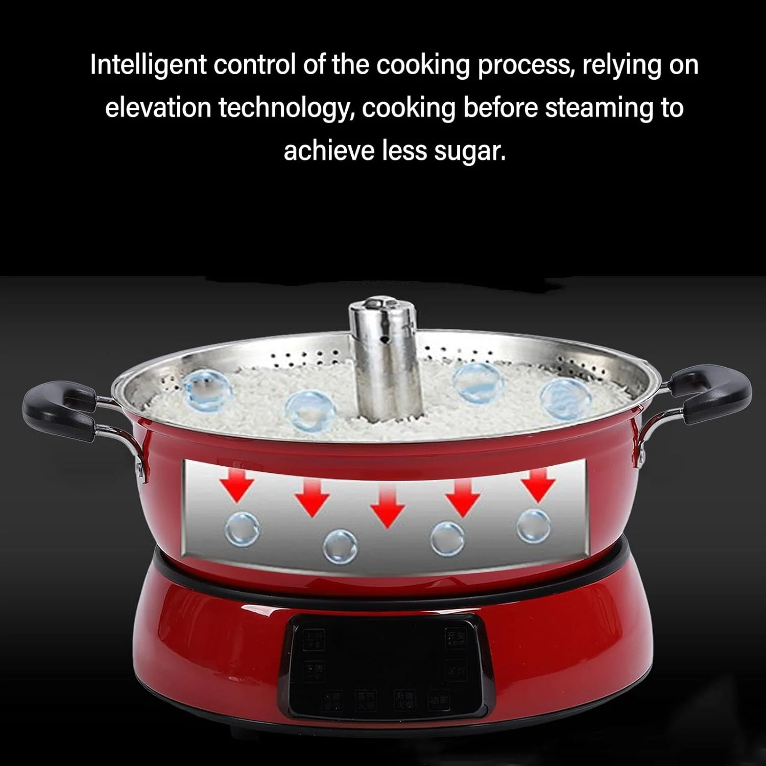 پلوپز کم کربوهیدرات Luocute، قابلمه هوشمند 6 لیتری با طراحی بالابر، تایمر گرم نگهدارنده برای پخت و پز، بخارپز کردن برنج و قابلمه داغ (قرمز)
