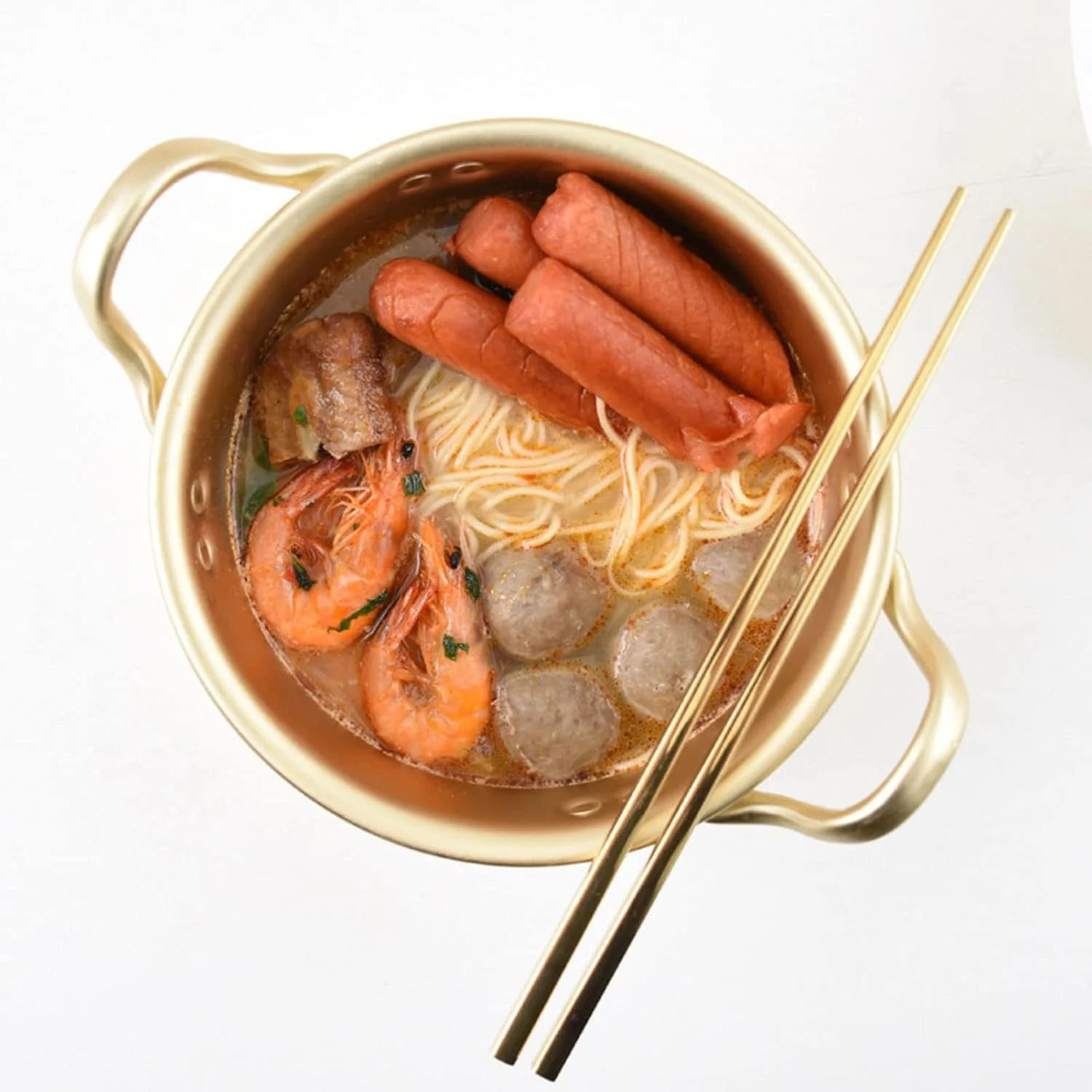 قابلمه رامیون کره‌ای سبک وزن، قابل انباشت و قابل حمل با درب، رسانایی حرارتی عالی، مناسب برای خانه، کمپینگ و پیاده‌روی