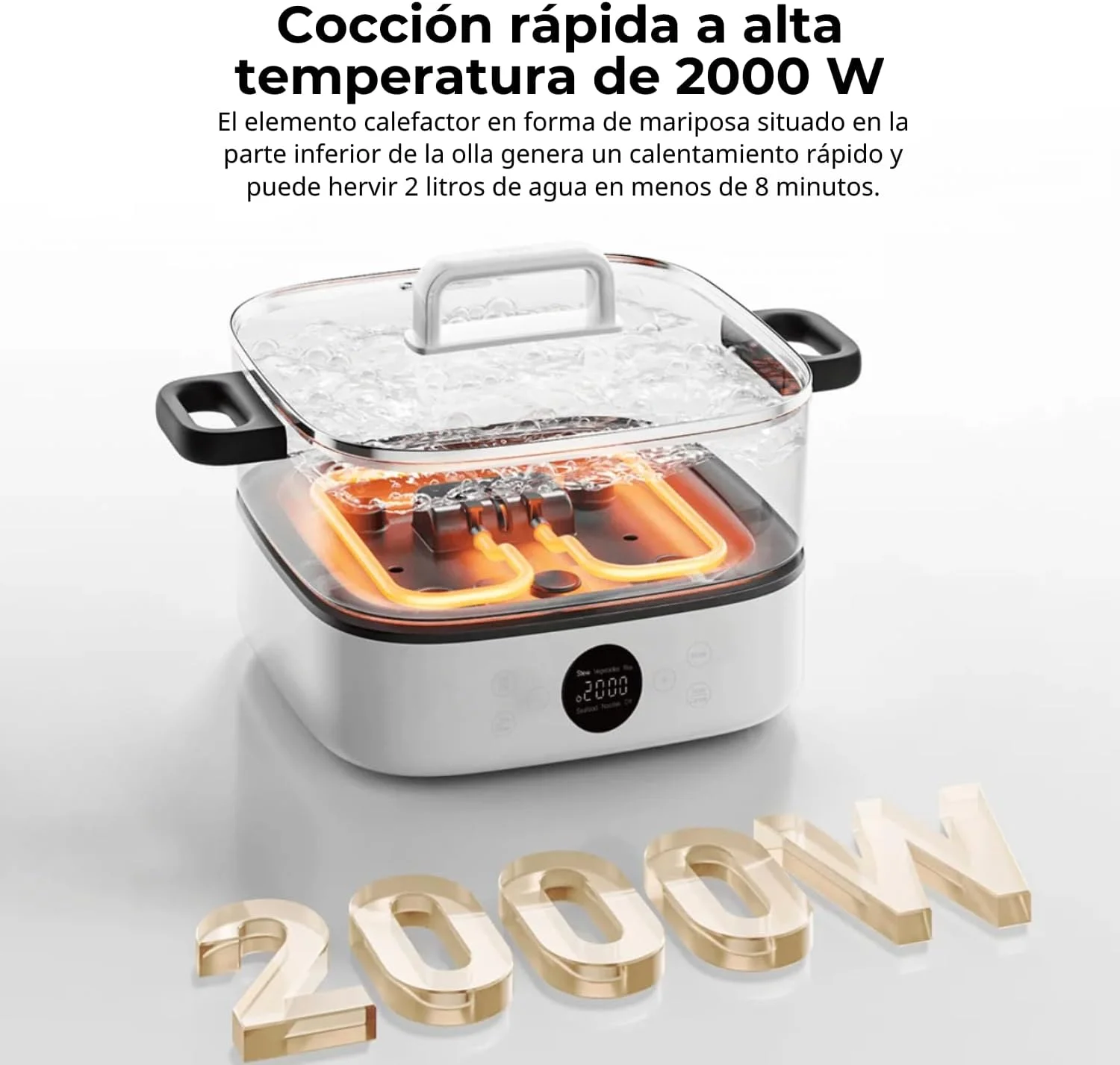 دیگ چند منظوره شیائومی مدل هات پات با ظرفیت 6 لیتر و کنترل دما، ایده آل برای فوندو، سوپ، خورشت و پخت و پز سالم در خانه | تمیز کردن آسان