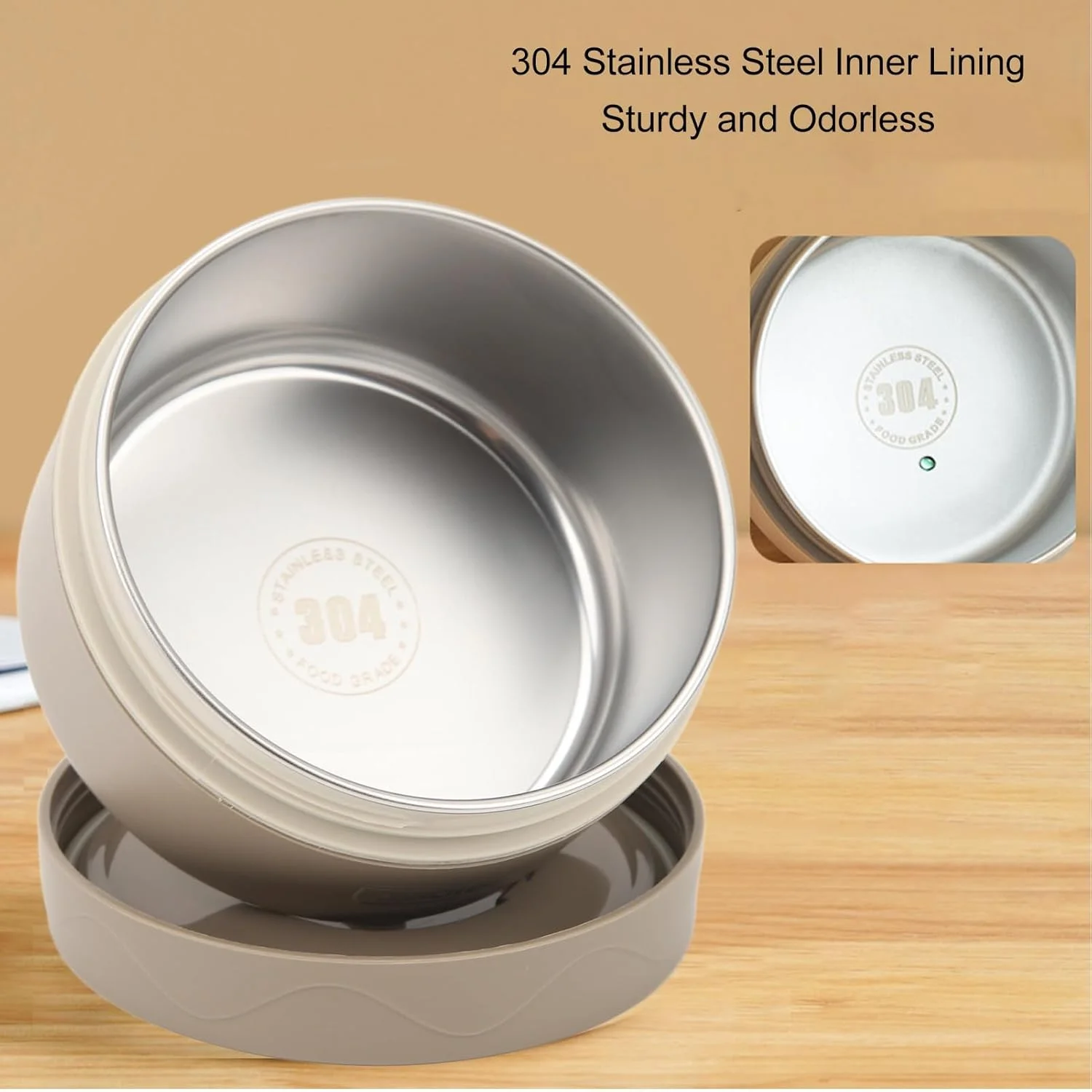 ظرف غذای قابل حمل عایق حرارتی Jectse از جنس استیل ضد زنگ 304، مناسب برای کار، مدرسه، گردش - ظرف ناهار سبک وزن (مدل عایق، قهوه ای تیره)