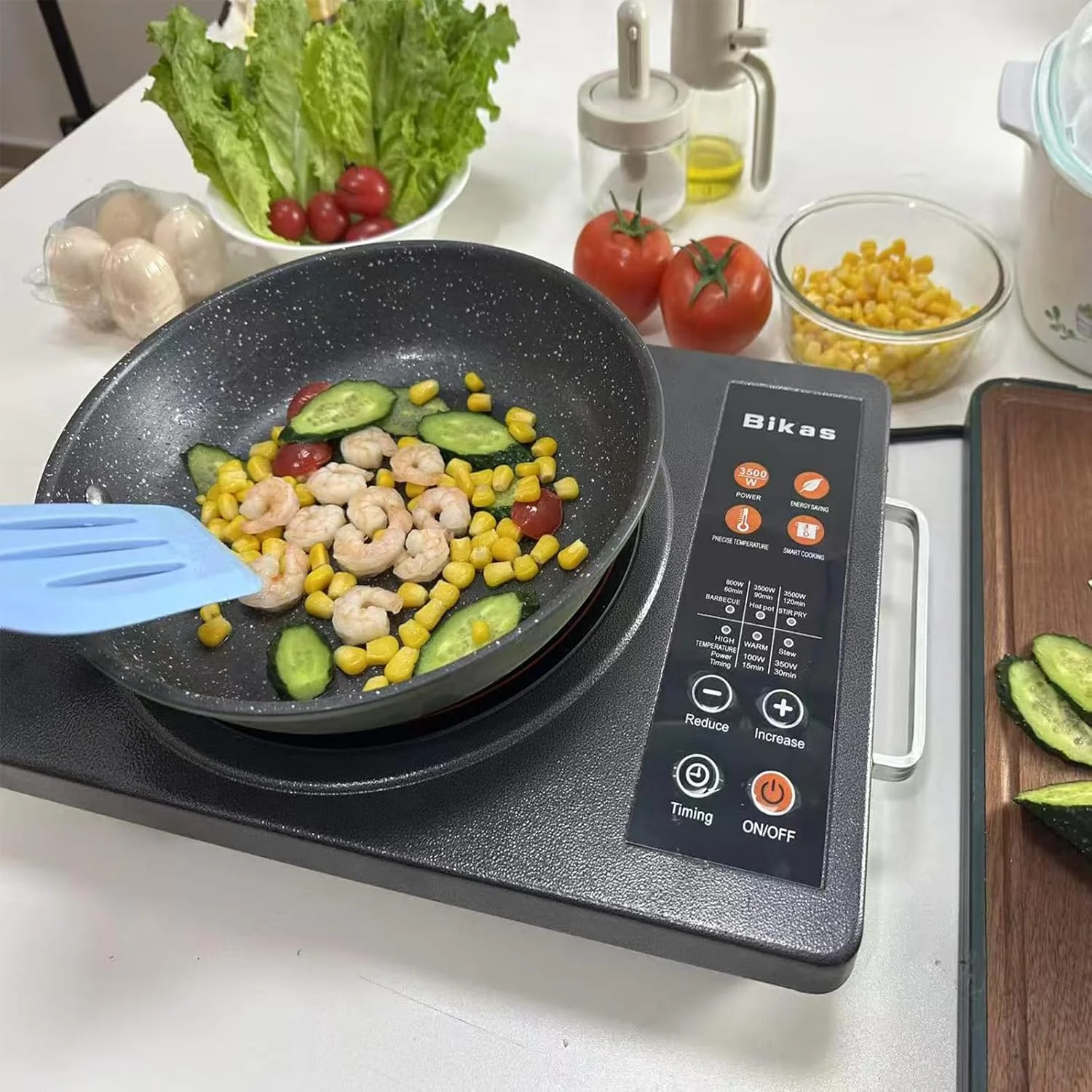 اجاق گاز 3500 واتی، تک صفحه داغ سرامیکی مادون قرمز برای پخت و پز، اجاق برقی القایی، سازگار با همه ظروف پخت و پز، دمای قابل تنظیم و دسته های خنک