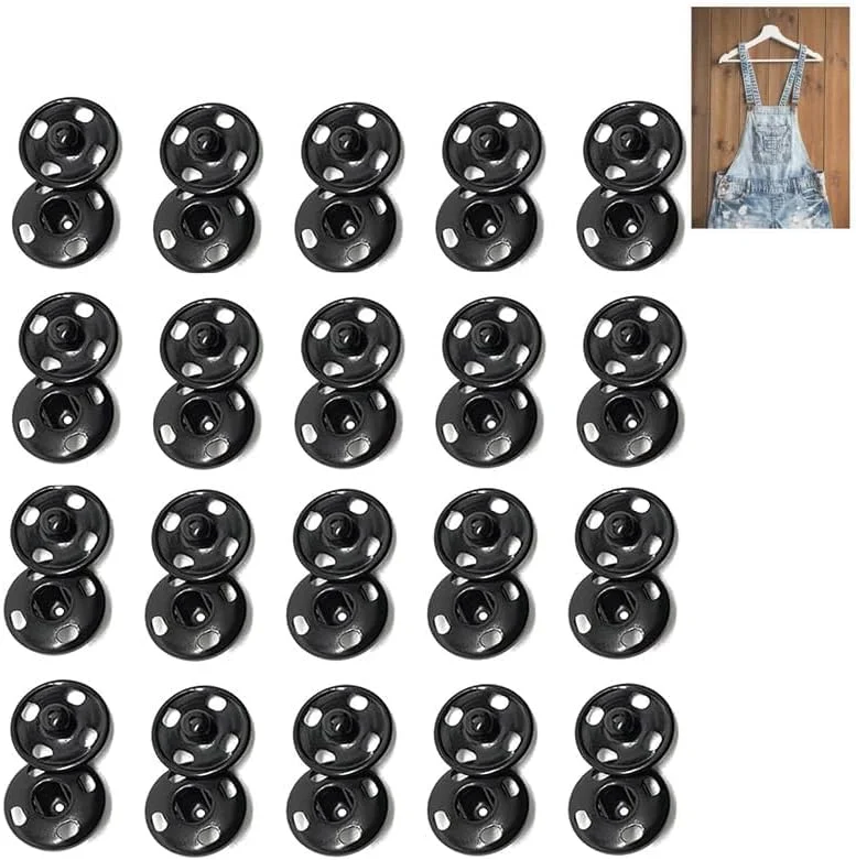 Dolaso 40 Pcs Sew on Snap Buttons, 15mm Press Studs Snaps Fasteners, Buttons for Clothes Purse Handbag Craft DIY Supplies