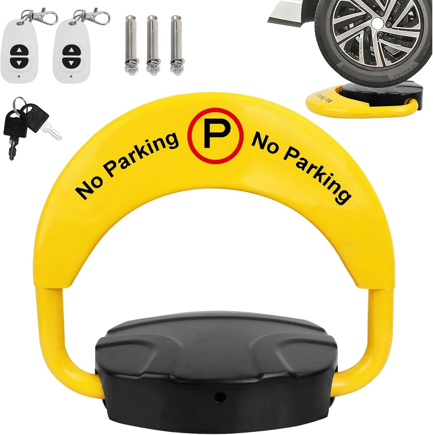 راهبند اتوماتیک پارکینگ خودرو URbazaar، راهبند تاشو اتوماتیک ضد آب، ضد ضربه و ضد فشار، فولاد گالوانیزه، کنترل از راه دور تا 30 متر، شامل 4 عدد باتری برای خانه، تجارت