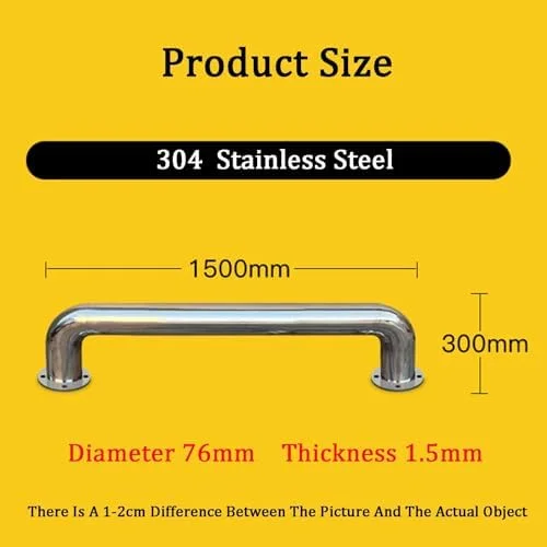 گاردریل پارکینگ U شکل، محافظ میله ای ضد ضربه U شکل، سپر محافظ پارکینگ، ستون جداکننده هشدار برای راهرو و گاراژ (1500x76 میلی متر) - سیستم حفاظتی ایمنی پیشرفته