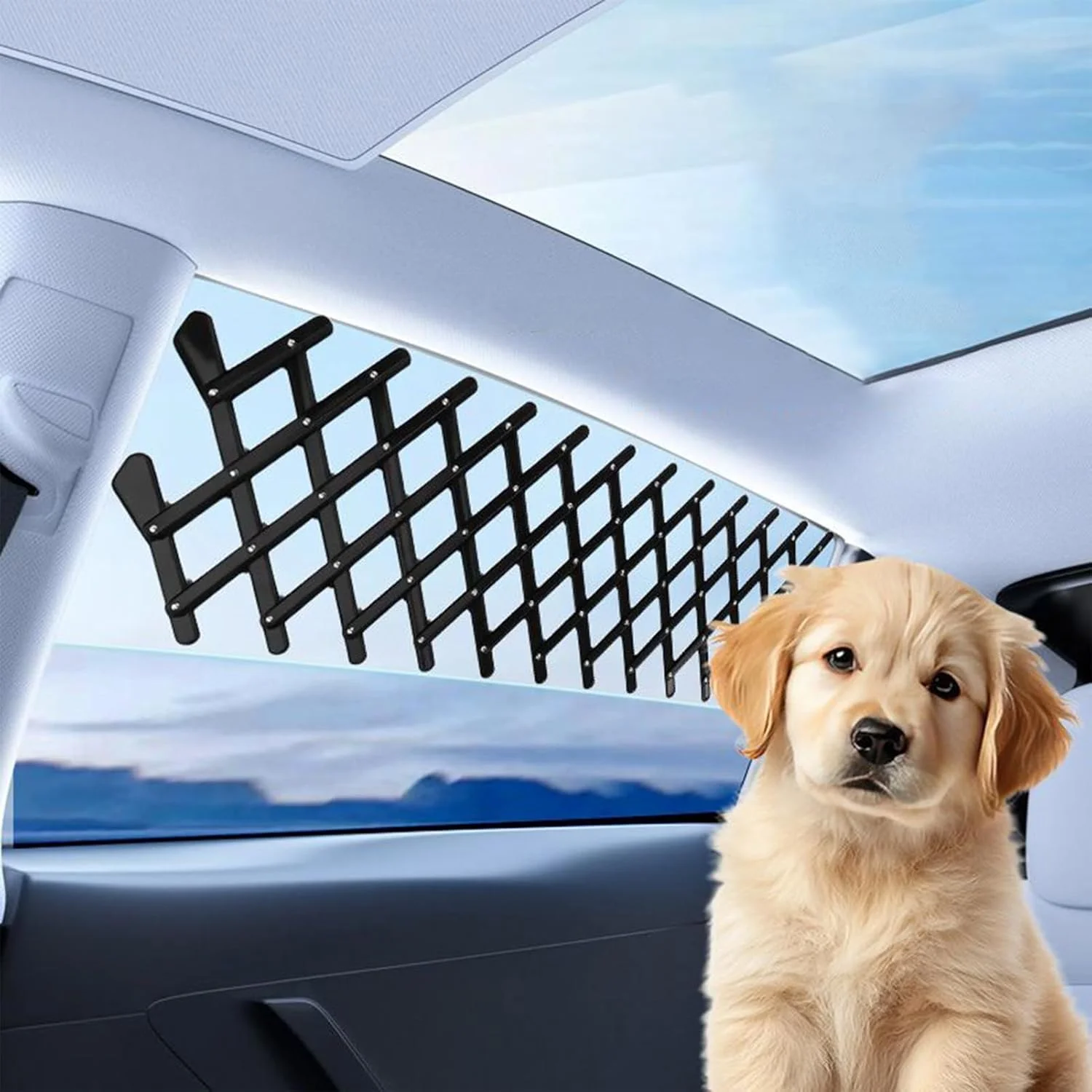 محافظ پنجره خودرو برای سگ | مانع ایمنی قابل تنظیم حیوانات خانگی برای خودرو - نرده محافظ امنیتی قابل گسترش برای کامیون، مینی ون، خودروهای شاسی بلند، سدان و RV