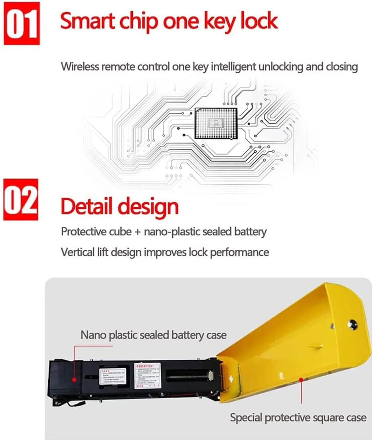 قفل پارکینگ ریموت دار اتوماتیک RESKIU، محافظ هوشمند پارکینگ برای امنیت خودرو، محافظ فضای پارک خودرو، مانع اتوماتیک