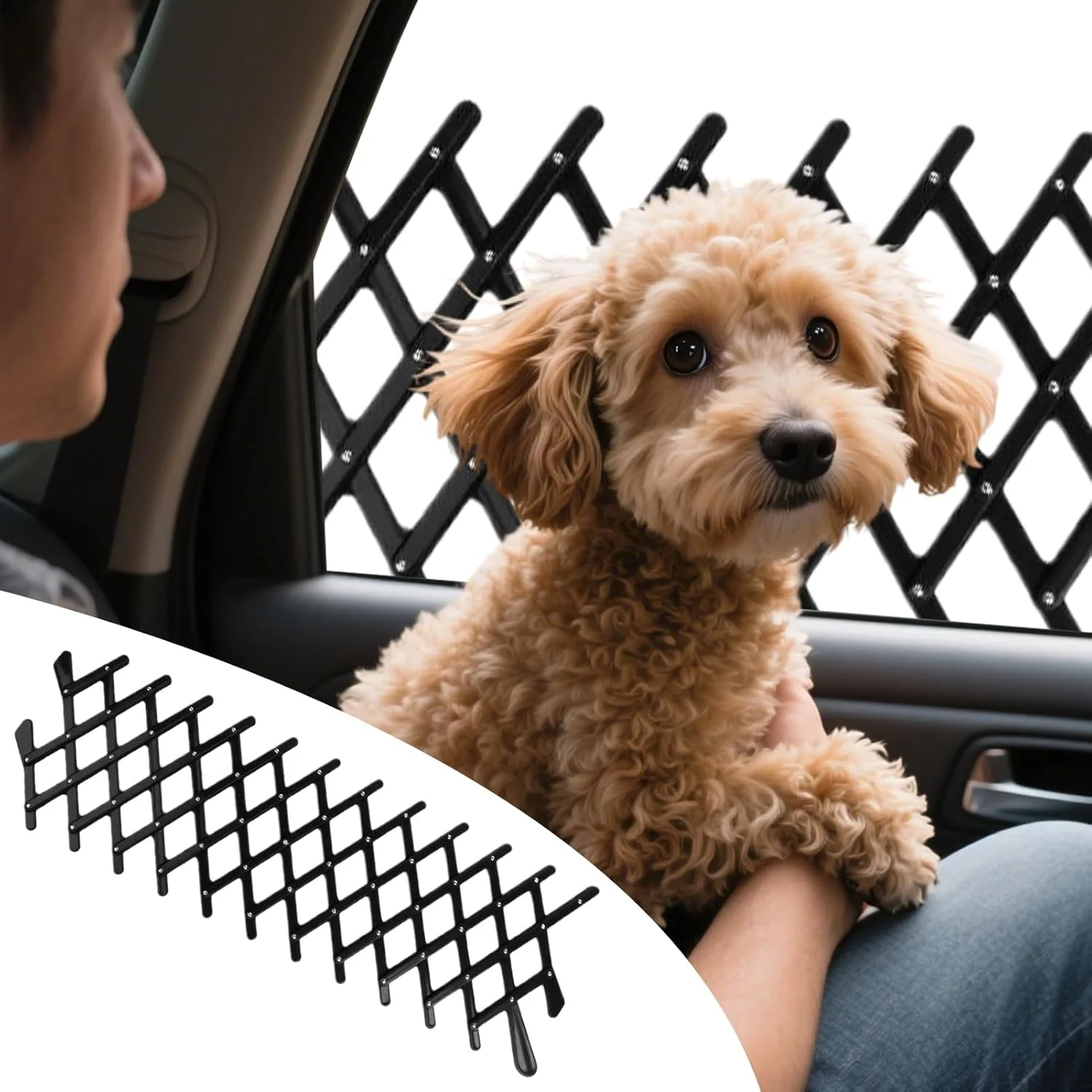 محافظ پنجره خودرو برای سگ | مانع ایمنی قابل تنظیم حیوانات خانگی برای خودرو - نرده محافظ امنیتی قابل گسترش برای کامیون، مینی ون، خودروهای شاسی بلند، سدان و RV