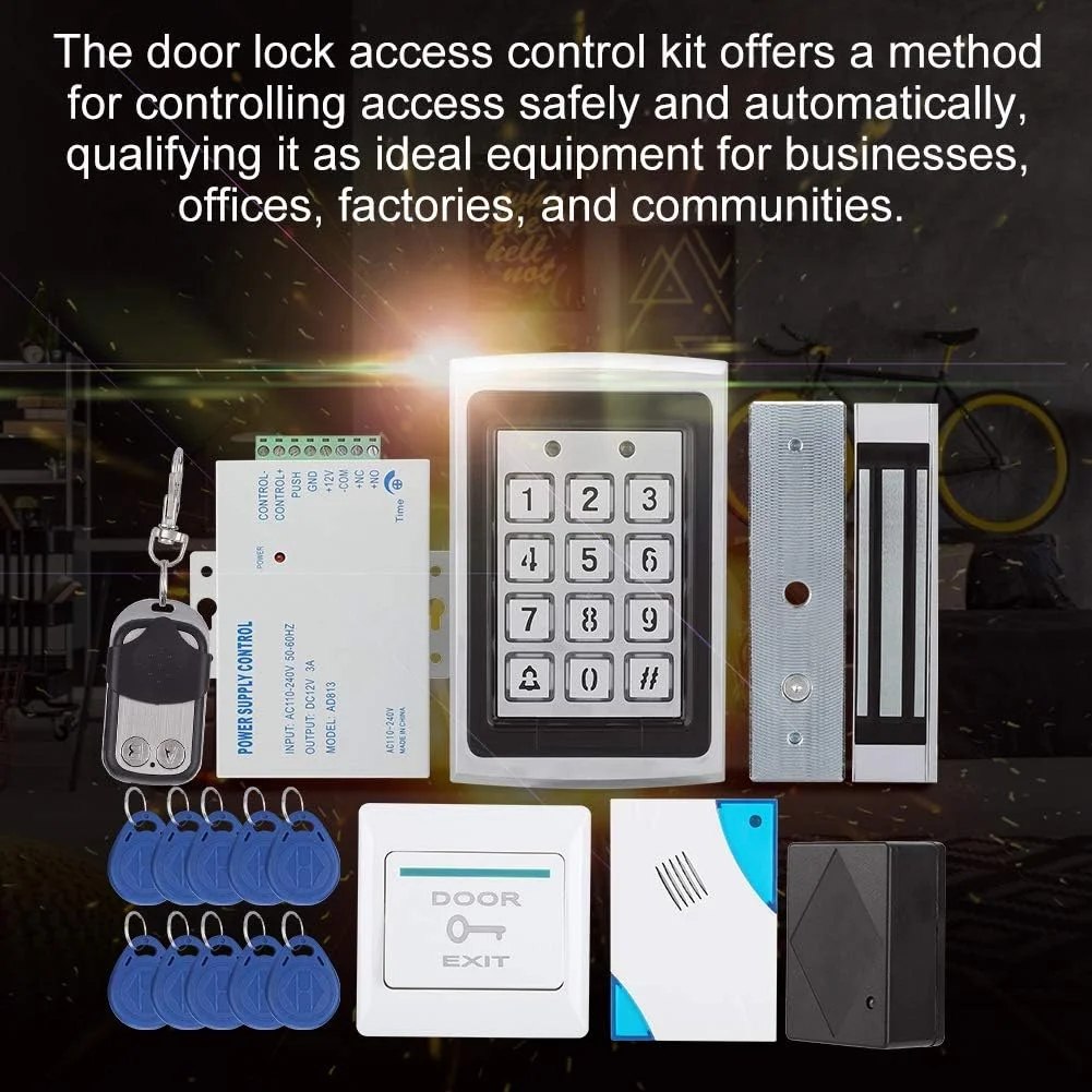 کیت سیستم کنترل دسترسی درب شامل کارت، رمز عبور، قفل مغناطیسی تک درب، صفحه کلید ورودی RFID IP/TCP با دکمه خروج کیت سیستم کنترل دسترسی درب شامل کارت، رمز عبور، قفل مغناطیسی تک درب، صفحه کلید ورودی RFID IP/TCP با دکمه خروج