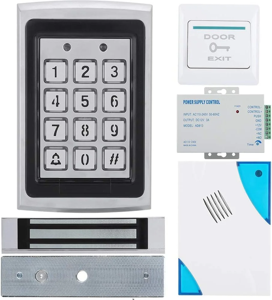 کیت سیستم کنترل دسترسی درب شامل کارت، رمز عبور، قفل مغناطیسی تک درب، صفحه کلید ورودی RFID IP/TCP با دکمه خروج کیت سیستم کنترل دسترسی درب شامل کارت، رمز عبور، قفل مغناطیسی تک درب، صفحه کلید ورودی RFID IP/TCP با دکمه خروج