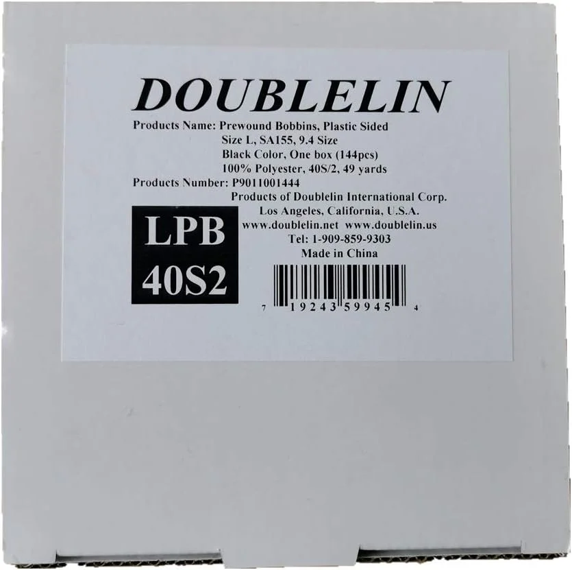 ماسوره از پیش پیچیده DOUBLELIN، پلاستیکی، سایز L (SA155، سایز 9.4)، مشکی، 144 عدد، پلی استر 40S/2 برای خیاطی، سازگار با Babylock، Barudan، Brother، Consew، Juki، Singer، Tajima و غیره (40S2، مشکی) ماسوره از پیش پیچیده DOUBLELIN، پلاستیکی، سایز L (SA155، سایز 9.4)، مشکی، 144 عدد، پلی استر 40S/2 برای خیاطی، سازگار با Babylock، Barudan، Brother، Consew، Juki، Singer، Tajima و غیره (40S2، مشکی)