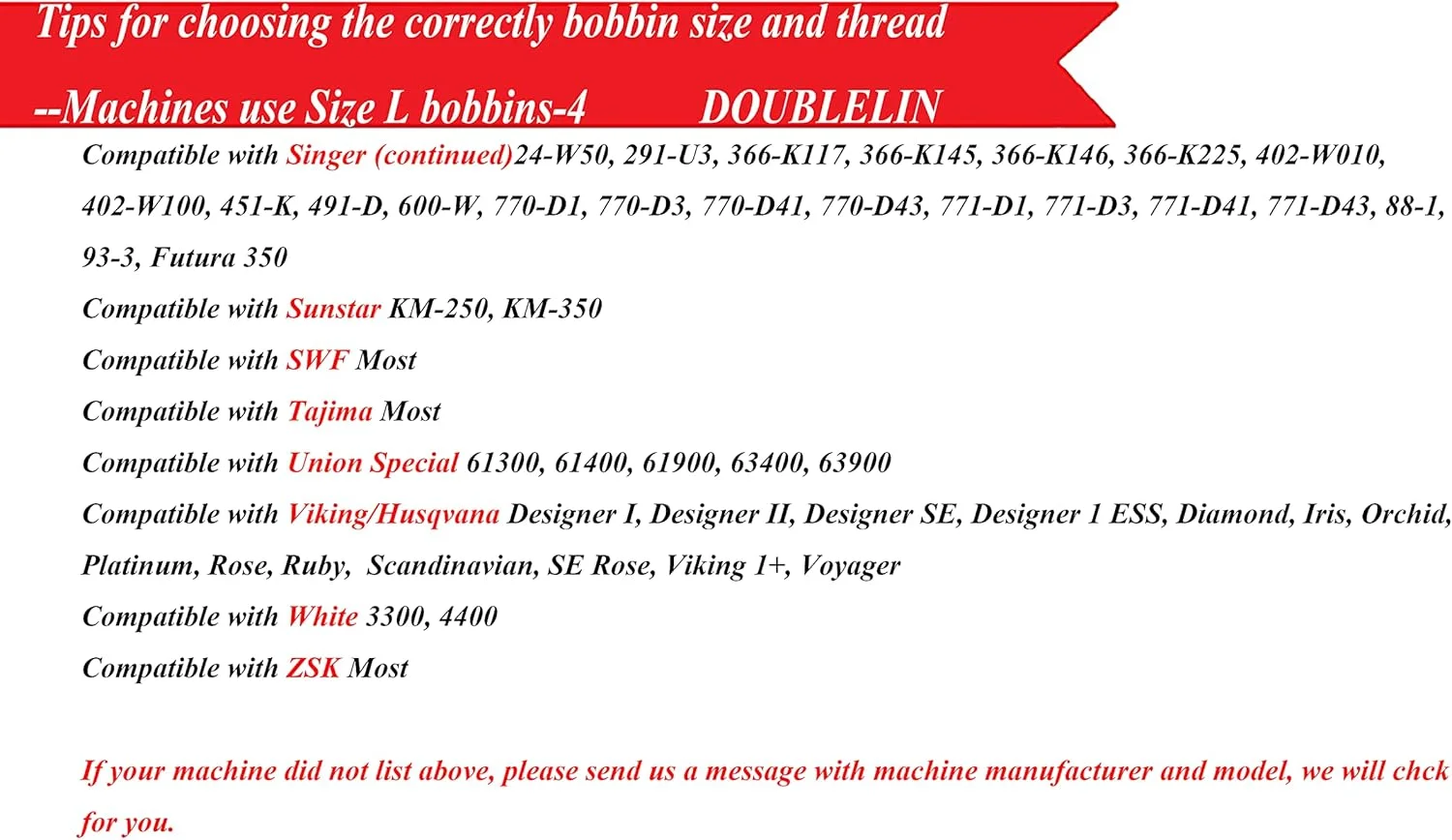 ماکوهای از پیش پر شده DOUBLELIN، پلاستیکی، سایز L (SA155، سایز 9.4)، مشکی، 144 عدد، پلی استر 60S/2 برای گلدوزی، سازگار با Babylock، Brother، Consew، Juki، Singer، Tajima و غیره (60S2، مشکی) ماکوهای از پیش پر شده DOUBLELIN، پلاستیکی، سایز L (SA155، سایز 9.4)، مشکی، 144 عدد، پلی استر 60S/2 برای گلدوزی، سازگار با Babylock، Brother، Consew، Juki، Singer، Tajima و غیره (60S2، مشکی)