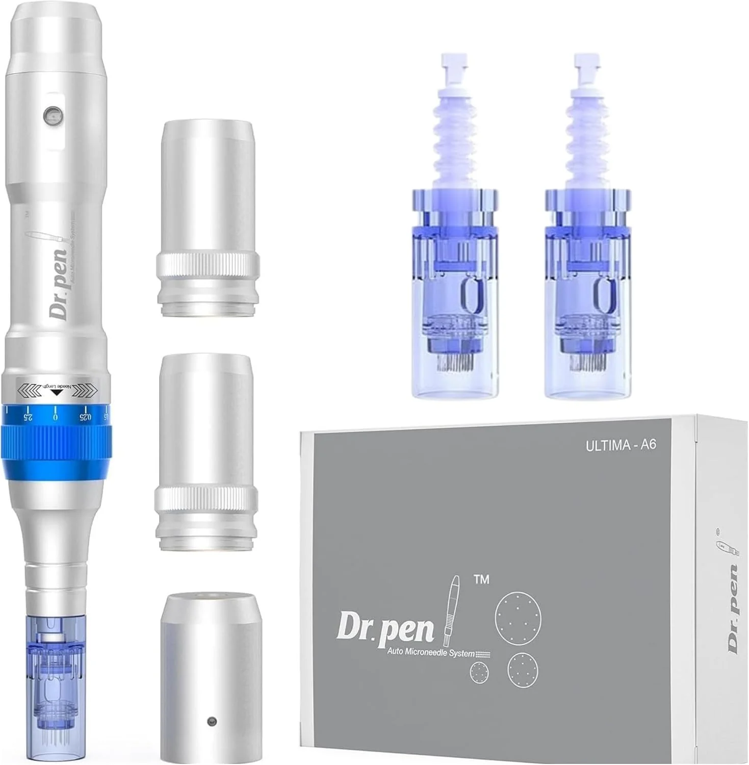 قلم میکرونیدلینگ درما پن اولتیما A6 – دستگاه زیبایی حرفه ای با سرعت های قابل تنظیم و سوزن | ابزار جوانسازی پوست و ضد پیری برای صورت و بدن | 12 پین 2 کارتریج قلم میکرونیدلینگ درما پن اولتیما A6 – دستگاه زیبایی حرفه ای با سرعت های قابل تنظیم و سوزن | ابزار جوانسازی پوست و ضد پیری برای صورت و بدن | 12 پین 2 کارتریج