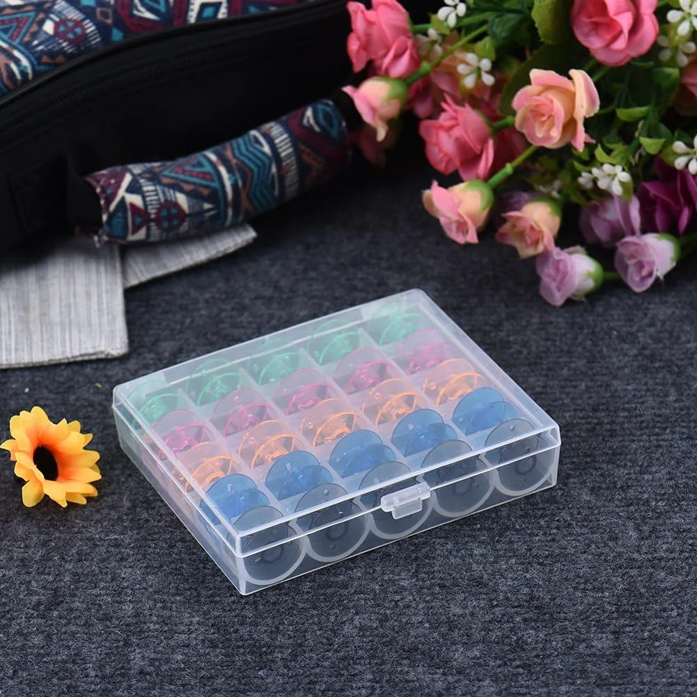 25 عدد ماسوره خالی پلاستیکی رنگی در جعبه، مناسب برای چرخ خیاطی های خانگی استاندارد (رنگ های تصادفی) 25 عدد ماسوره خالی پلاستیکی رنگی در جعبه، مناسب برای چرخ خیاطی های خانگی استاندارد (رنگ های تصادفی)