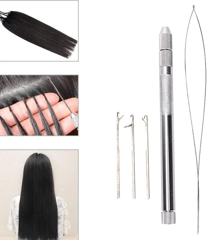 نخ کش حلقه ای با دسته آلومینیومی، سوزن حلقه کش، ابزار نخ کشی مهره و اکستنشن مو نخ کش حلقه ای با دسته آلومینیومی، سوزن حلقه کش، ابزار نخ کشی مهره و اکستنشن مو