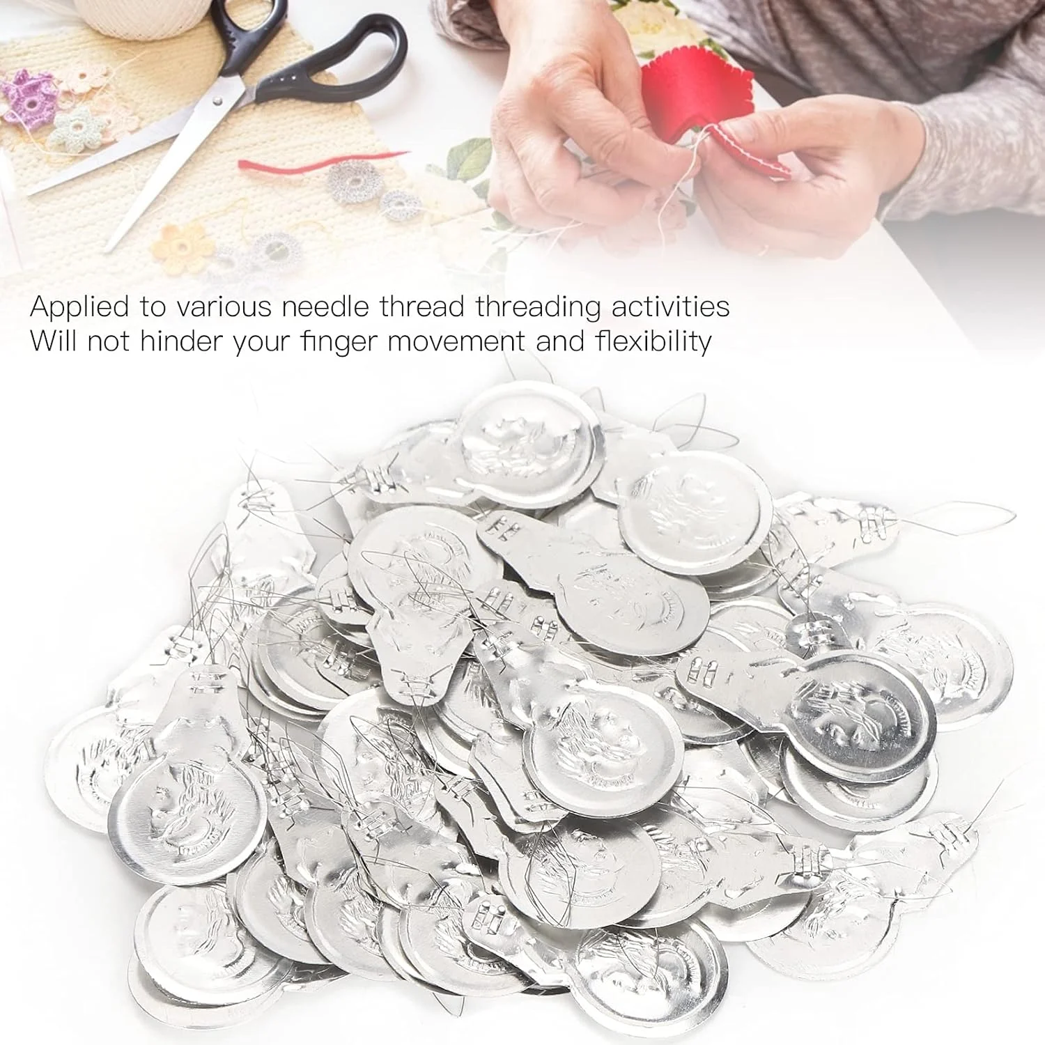 100 عدد سوزن نخ کن، سوزن نخ کن آسان، ابزار خیاطی دستی برای خیاط ها، گلدوزی و صنایع دستی خیاطی DIY