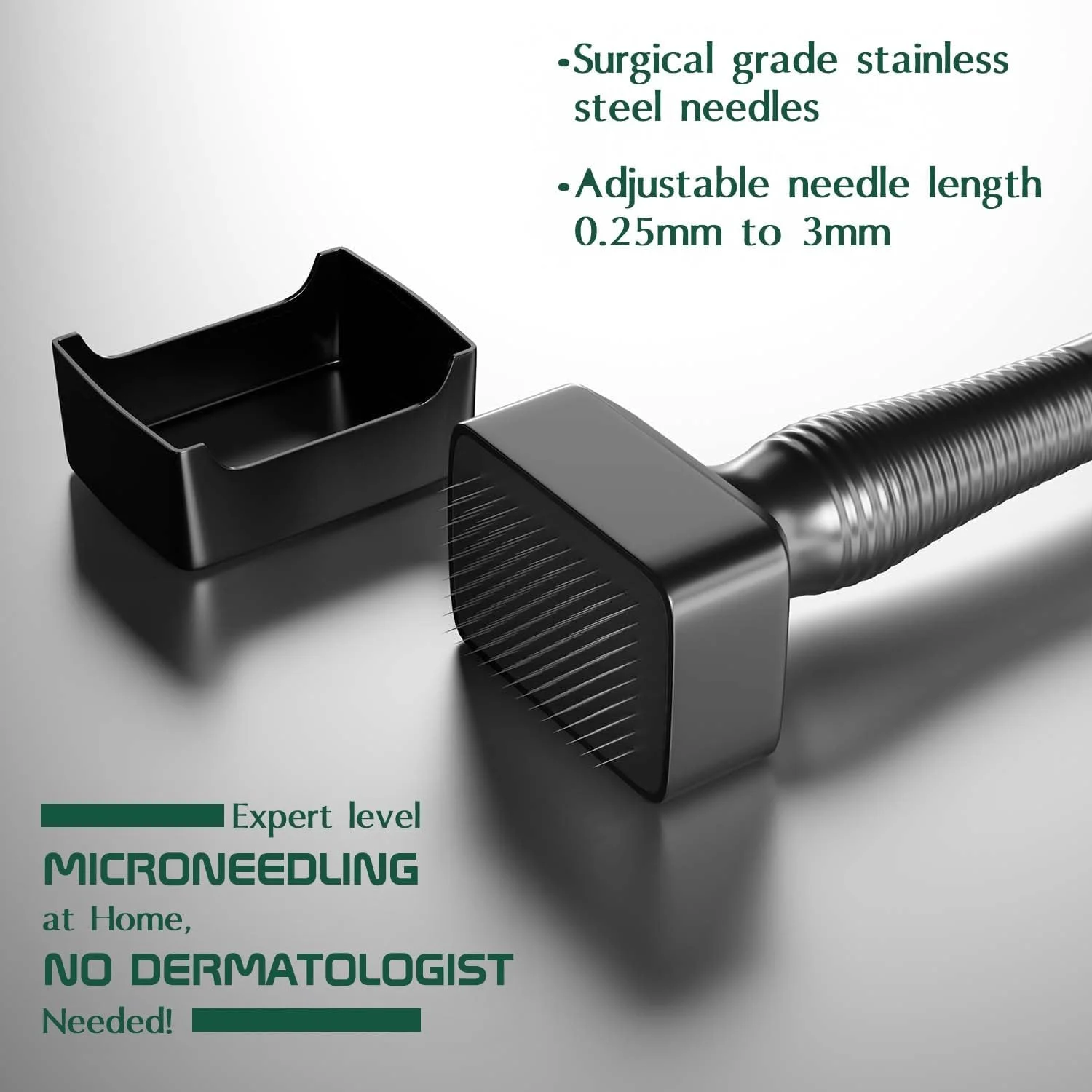 میکرونیدلینگ استمپ آرورا برای رشد مو، سوزن های استیل ضد زنگ با پوشش قابل تنظیم 0.25 میلی متر تا 3 میلی متر، 140 میکرونیدلینگ استمپ برای ترمیم پوست، صورت، رشد مو و ریش، جایگزین درمارولر مشکی