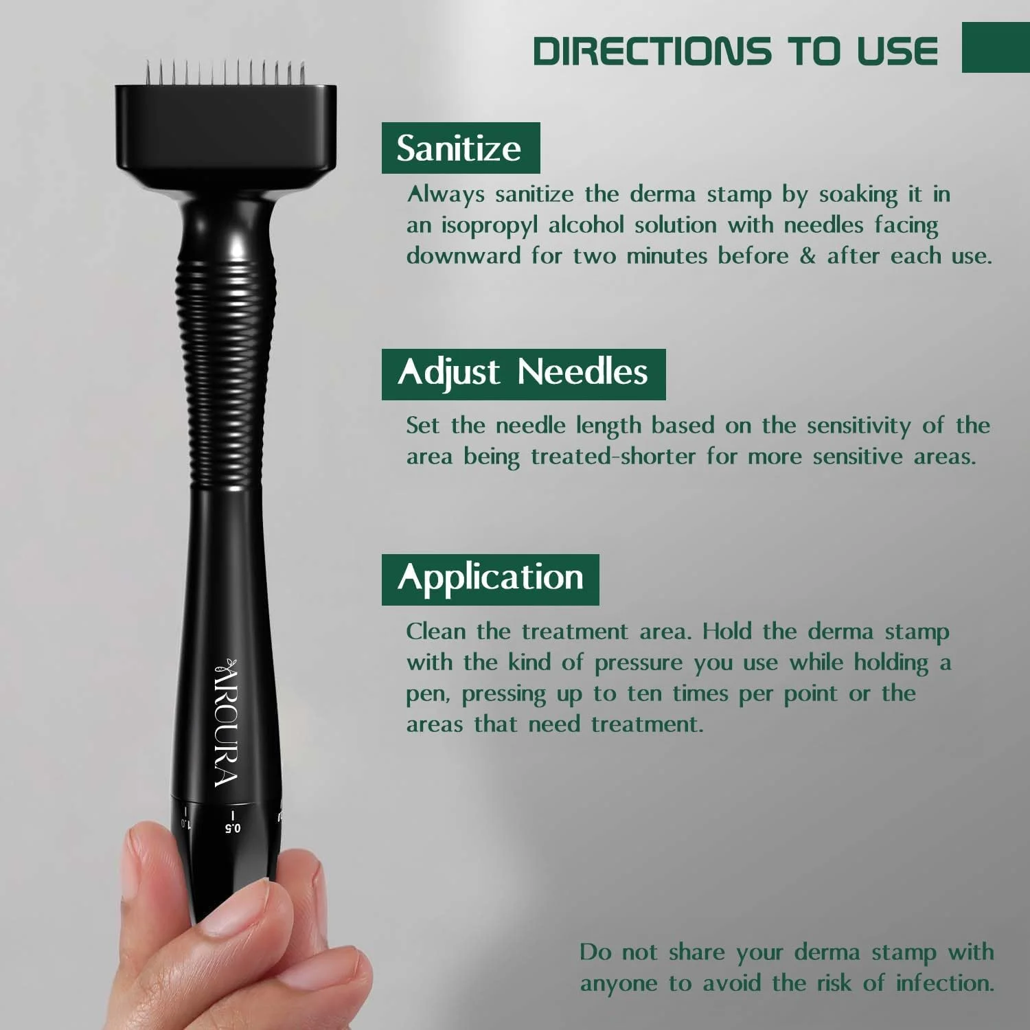 میکرونیدلینگ استمپ آرورا برای رشد مو، سوزن های استیل ضد زنگ با پوشش قابل تنظیم 0.25 میلی متر تا 3 میلی متر، 140 میکرونیدلینگ استمپ برای ترمیم پوست، صورت، رشد مو و ریش، جایگزین درمارولر مشکی