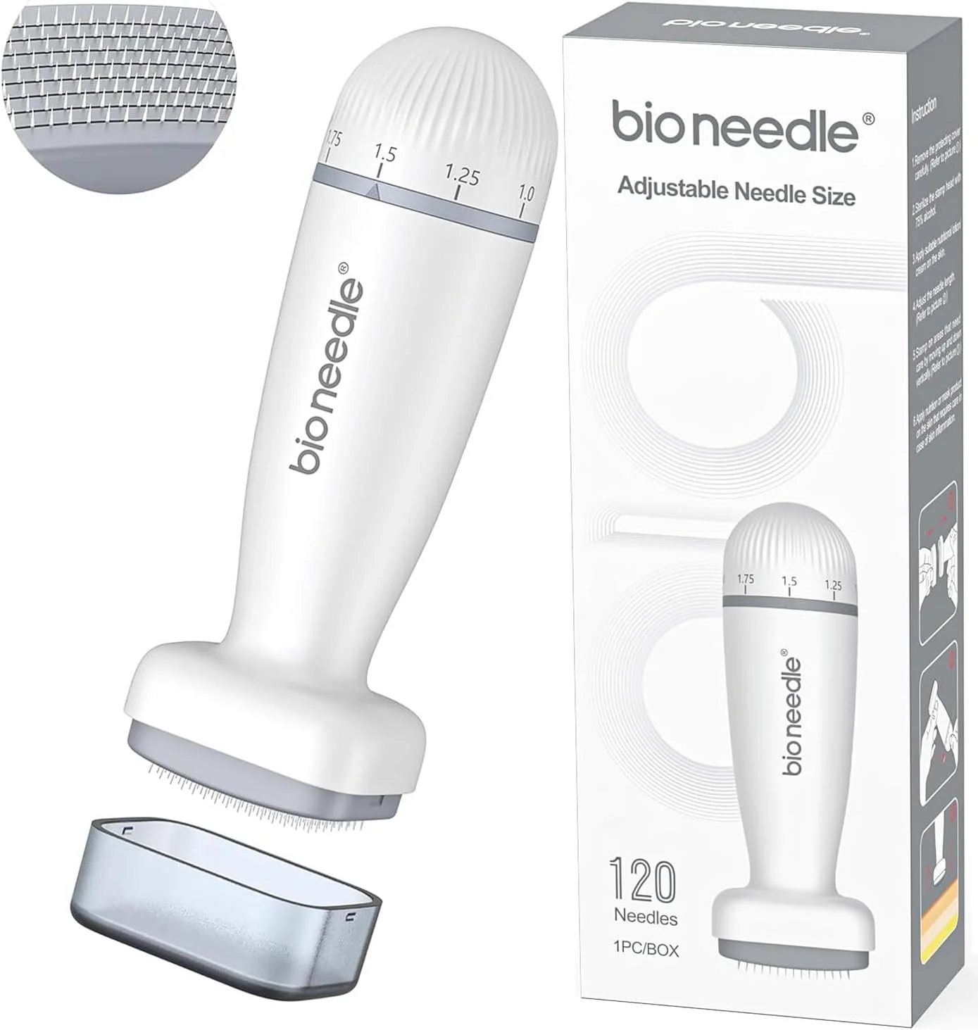 میکرونیدلینگ درما استمپ قابل تنظیم 0-2 میلیمتر 120 سوزنه برای مو، رشد ریش، کوچک کردن منافذ، روشن کردن رنگ پوست میکرونیدلینگ درما استمپ قابل تنظیم 0-2 میلیمتر 120 سوزنه برای مو، رشد ریش، کوچک کردن منافذ، روشن کردن رنگ پوست