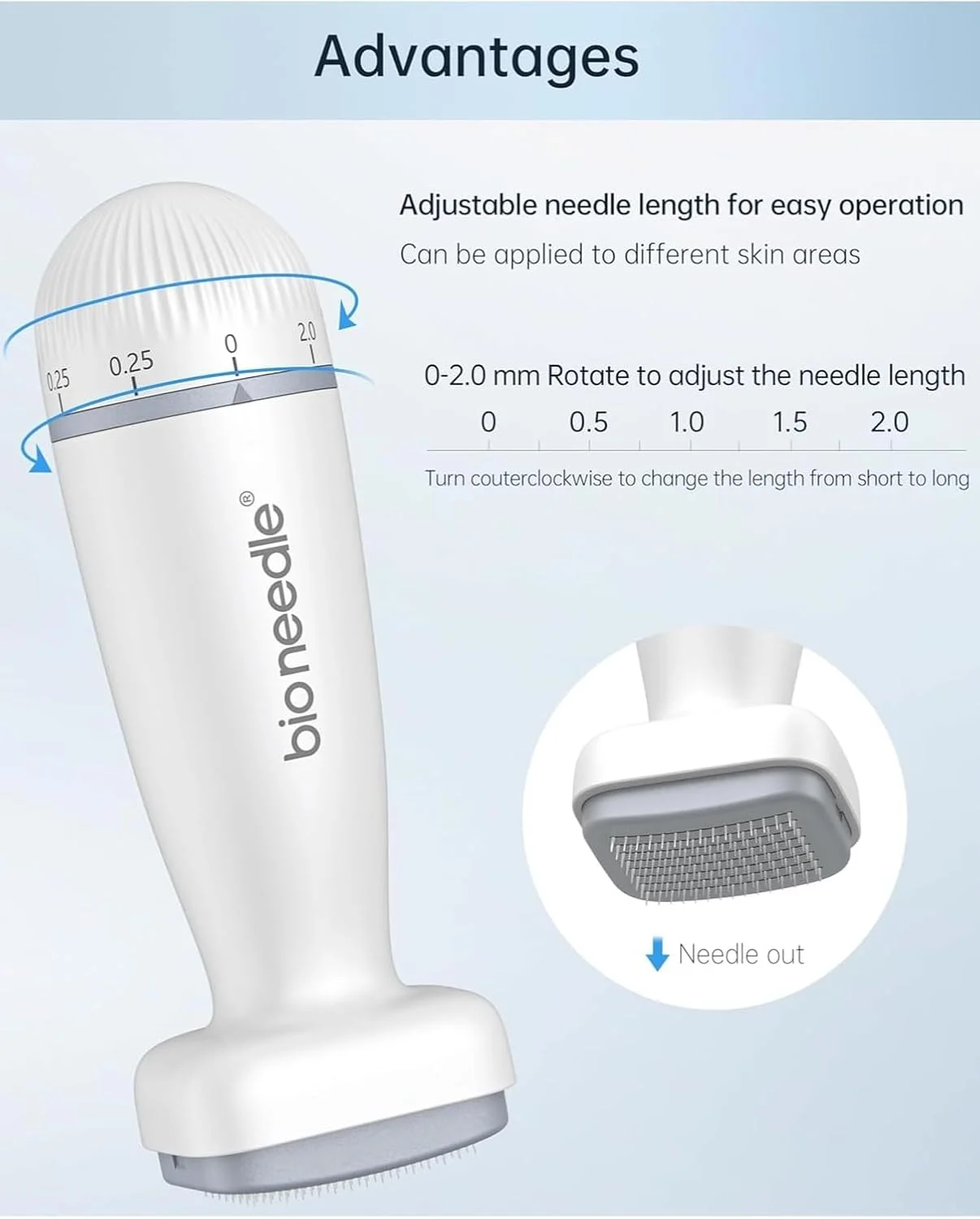 میکرونیدلینگ درما استمپ قابل تنظیم 0-2 میلی‌متر 120 سوزنه برای مو، رشد ریش، کوچک کردن منافذ، روشن کردن رنگ پوست