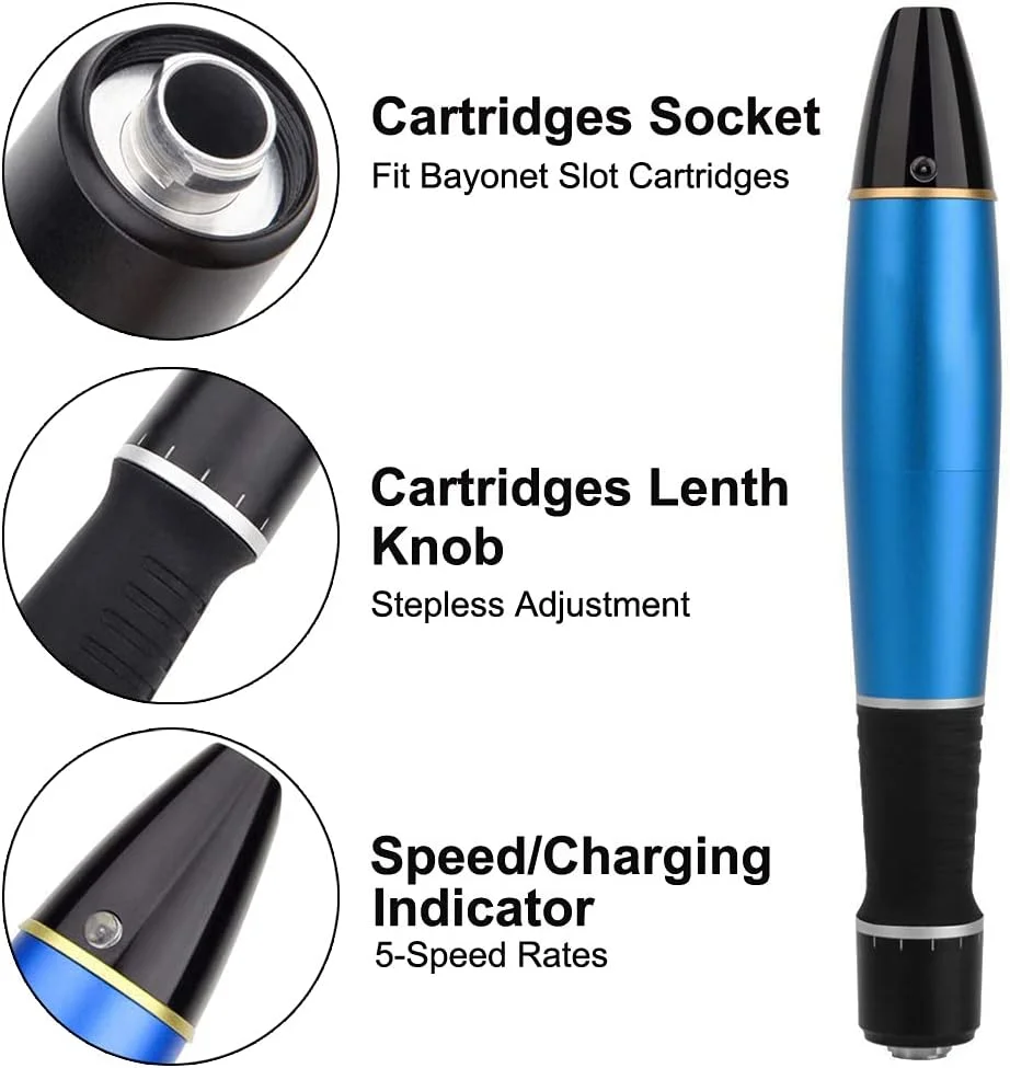 قلم میکرونیدلینگ ALIWOD، دستگاه درماپن برقی بی سیم، دستگاه مراقبت از پوست ضد پیری، کیت ابزار پوست 12 عدد کارتریج سوزنی 36 پین، درمان چین و چروک، علائم کشش، جای زخم، ریزش مو A1