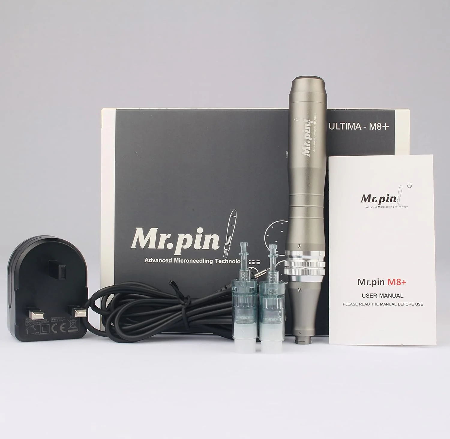 دستگاه پیشرفته درماپن Mr.Pin Ultima M8 Plus - بی سیم به همراه 22 کارتریج مختلف و ماساژور یخ