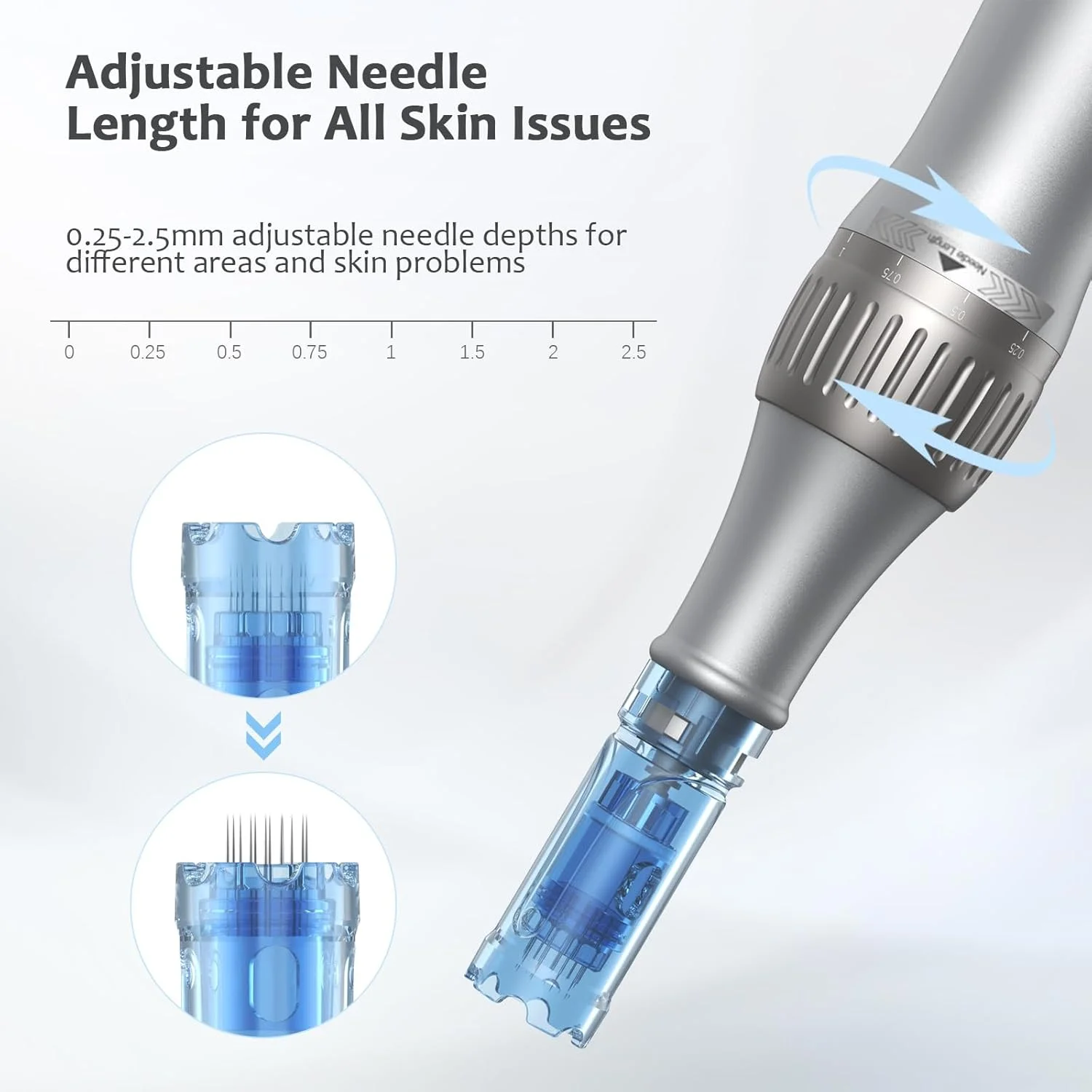 قلم میکرونیدلینگ Ainael Ultima M8، دستگاه میکرونیدلینگ بی سیم حرفه ای، ست قلم میکرونیدلینگ برقی برای صورت، بدن، مو، ریش، رشد، هدیه برای زنان، دوست دختر - 12 کارتریج