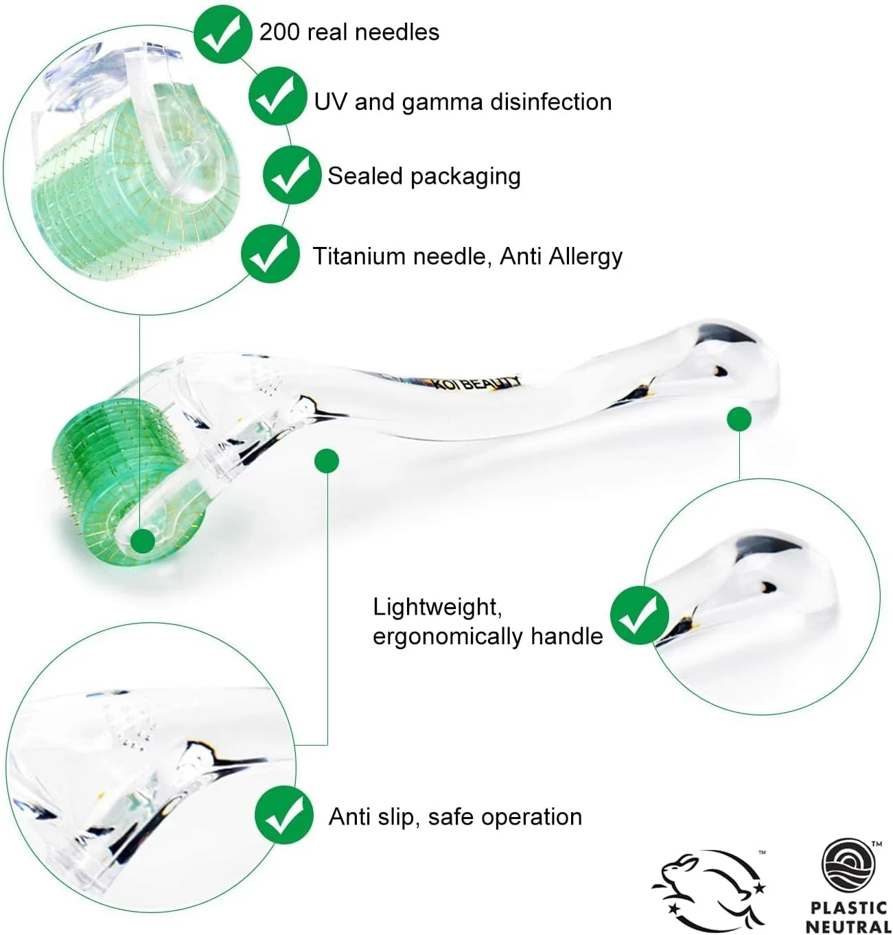 (1.0mm) - درمارولر / درمارولر رشد مجدد مو / سیستم ضد پیری / میکرونیدل تیتانیومی / برای ریزش مو، چین و چروک، جای زخم آکنه، خطوط ریز فرورفته، علائم کشش پوست، هایپرپیگمانتاسیون، غلتک های صورت و چشم K...