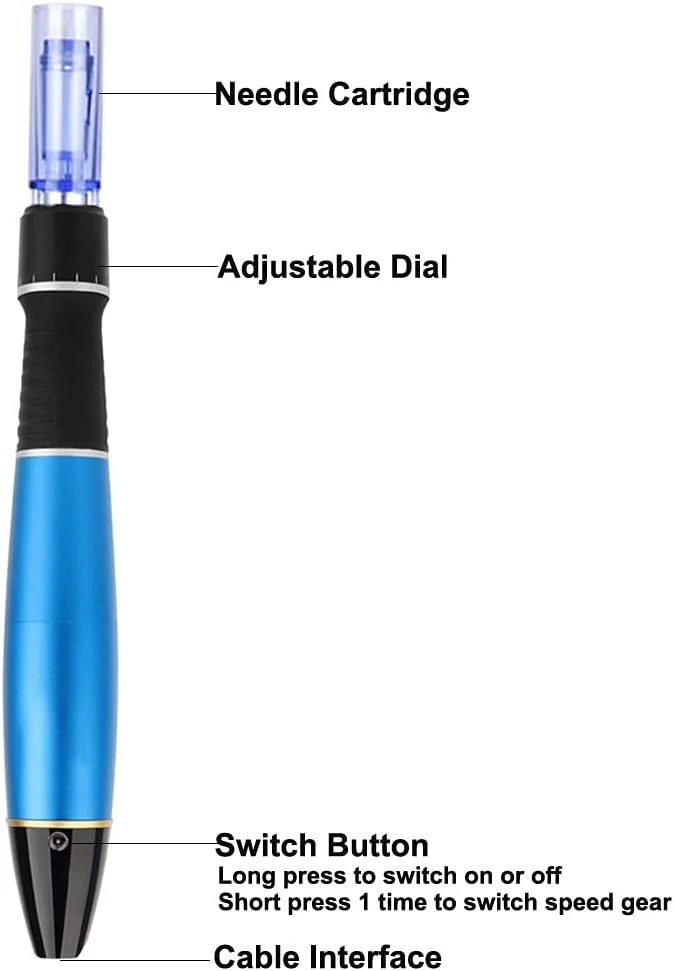 قلم میکرونیدلینگ ALIWOD، دستگاه درماپن برقی بی سیم، دستگاه مراقبت از پوست ضد پیری، کیت ابزار پوست 12 عدد کارتریج سوزنی 36 پین، درمان چین و چروک، علائم کشش، جای زخم، ریزش مو A1