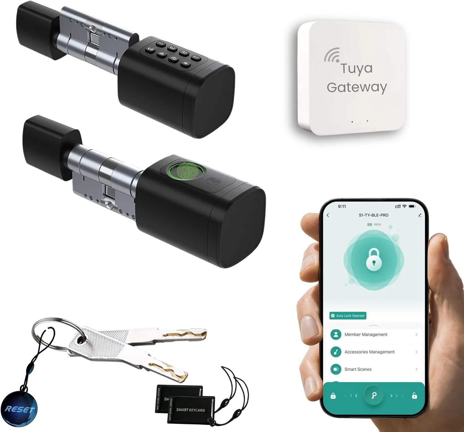 قفل درب هوشمند Altix CL1X با برنامه Tuya و WiFi Gateway - اثر انگشت، رمز عبور، RFID و دسترسی کلید - باز کردن قفل از راه دور - استفاده و نصب آسان (مشکی مات، Tuya با Gateway) قفل درب هوشمند Altix CL1X با برنامه Tuya و WiFi Gateway - اثر انگشت، رمز عبور، RFID و دسترسی کلید - باز کردن قفل از راه دور - استفاده و نصب آسان (مشکی مات، Tuya با Gateway)