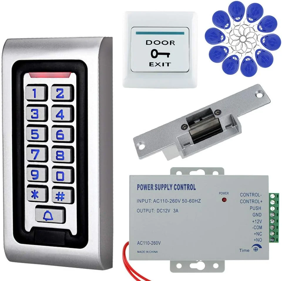 کیت سیستم کنترل دسترسی درب NN99 RFID شامل صفحه کلید ضد آب IP65 به همراه قفل زبانه برقی + منبع تغذیه DC12V 3A + 10 عدد جاسوئیچی کیت سیستم کنترل دسترسی درب NN99 RFID شامل صفحه کلید ضد آب IP65 به همراه قفل زبانه برقی + منبع تغذیه DC12V 3A + 10 عدد جاسوئیچی
