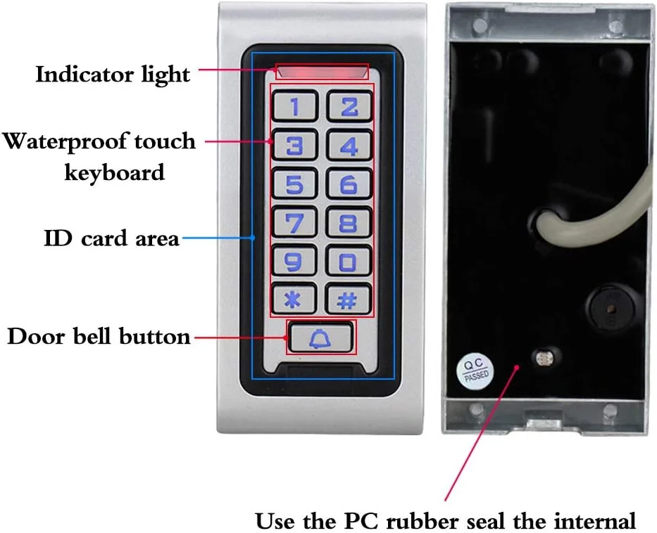 کیت سیستم کنترل دسترسی درب NN99 RFID شامل صفحه کلید ضد آب IP65 به همراه قفل زبانه برقی + منبع تغذیه DC12V 3A + 10 عدد جاسوئیچی کیت سیستم کنترل دسترسی درب NN99 RFID شامل صفحه کلید ضد آب IP65 به همراه قفل زبانه برقی + منبع تغذیه DC12V 3A + 10 عدد جاسوئیچی