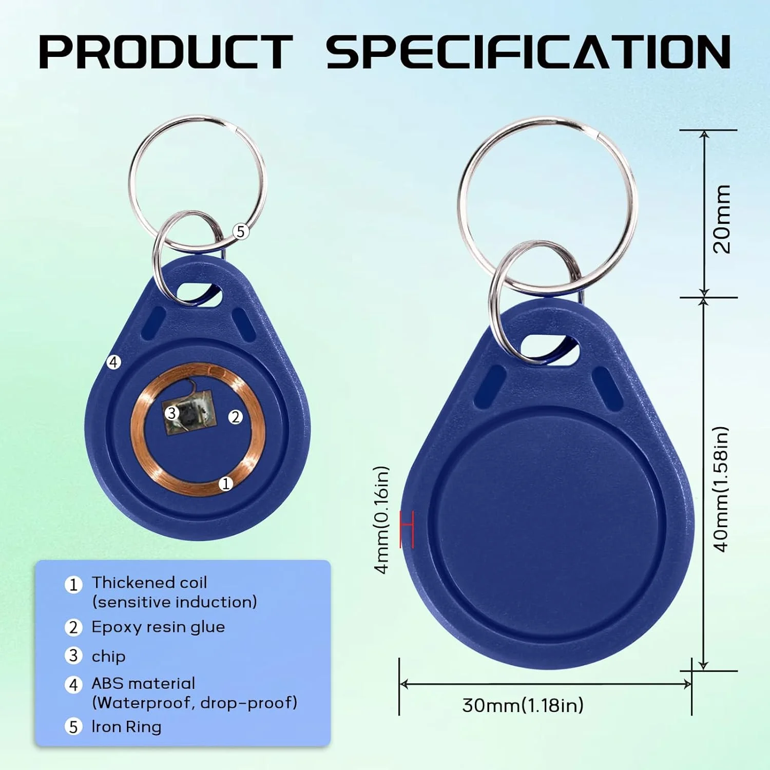 10 عدد جاسوئیچی RFID، تگ جاسوئیچی قابل نوشتن T5577 RFID با فرکانس 125 کیلوهرتز، تگ کلید توکن کارت شناسایی مجاورتی T5577 قابل بازنویسی برای سیستم های کنترل دسترسی و قفل امنیتی (آبی) 10 عدد جاسوئیچی RFID، تگ جاسوئیچی قابل نوشتن T5577 RFID با فرکانس 125 کیلوهرتز، تگ کلید توکن کارت شناسایی مجاورتی T5577 قابل بازنویسی برای سیستم های کنترل دسترسی و قفل امنیتی (آبی)