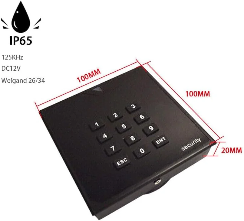 صفحه کلید مجاورتی ضد آب EM Pro 125KHz WG26/34 کارت خوان کنترل دسترسی RFID