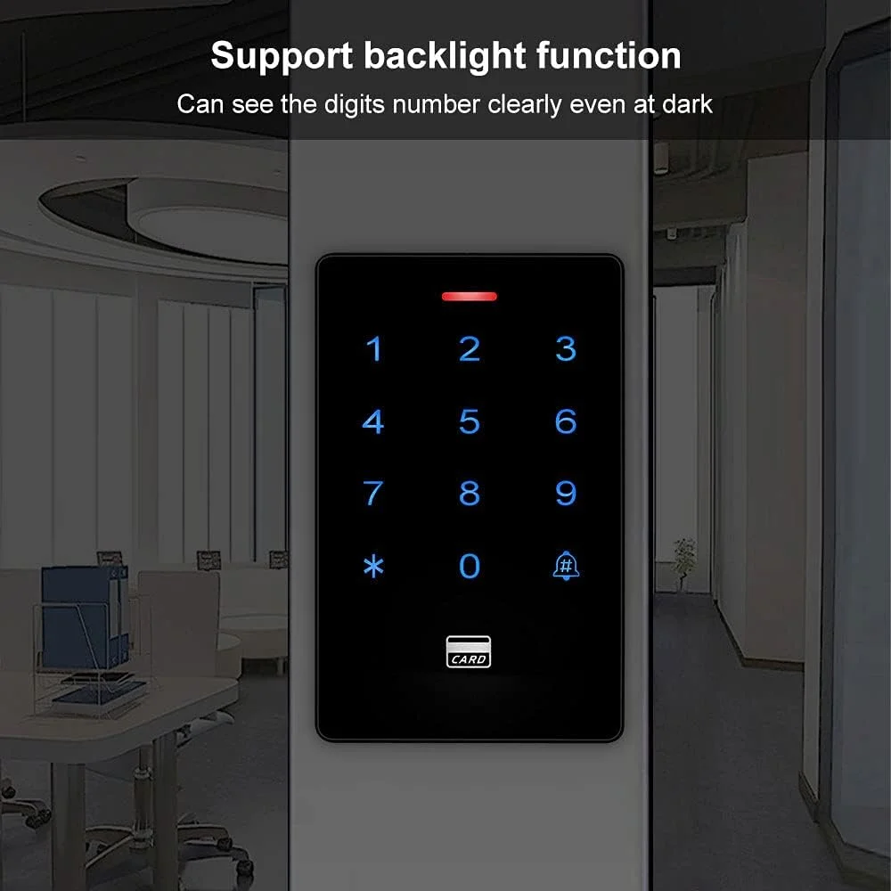 صفحه کلید کنترل دسترسی مستقل ضد آب GXY IP68 RFID 125KHz با صفحه لمسی + 10 عدد جاسوئیچی RFID، کنترل دسترسی درب، ظرفیت 3000 کاربر صفحه کلید کنترل دسترسی مستقل ضد آب GXY IP68 RFID 125KHz با صفحه لمسی + 10 عدد جاسوئیچی RFID، کنترل دسترسی درب، ظرفیت 3000 کاربر
