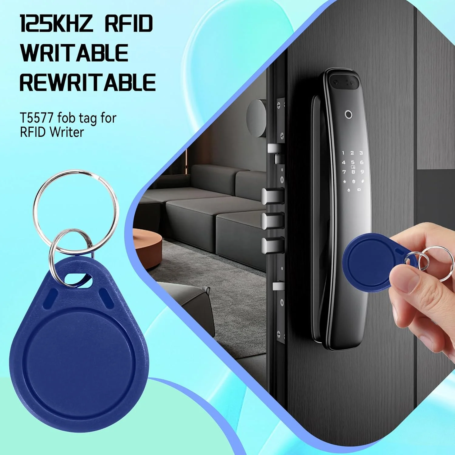 10 عدد جاسوئیچی RFID، تگ جاسوئیچی قابل نوشتن T5577 RFID با فرکانس 125 کیلوهرتز، تگ کلید توکن کارت شناسایی مجاورتی T5577 قابل بازنویسی برای سیستم های کنترل دسترسی و قفل امنیتی (آبی) 10 عدد جاسوئیچی RFID، تگ جاسوئیچی قابل نوشتن T5577 RFID با فرکانس 125 کیلوهرتز، تگ کلید توکن کارت شناسایی مجاورتی T5577 قابل بازنویسی برای سیستم های کنترل دسترسی و قفل امنیتی (آبی)
