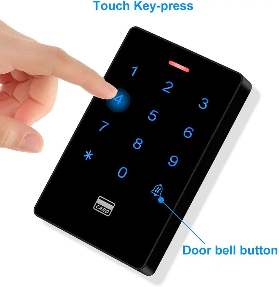 صفحه کلید کنترل دسترسی مستقل ضد آب GXY IP68 RFID 125KHz با صفحه لمسی + 10 عدد جاسوئیچی RFID، کنترل دسترسی درب، ظرفیت 3000 کاربر صفحه کلید کنترل دسترسی مستقل ضد آب GXY IP68 RFID 125KHz با صفحه لمسی + 10 عدد جاسوئیچی RFID، کنترل دسترسی درب، ظرفیت 3000 کاربر