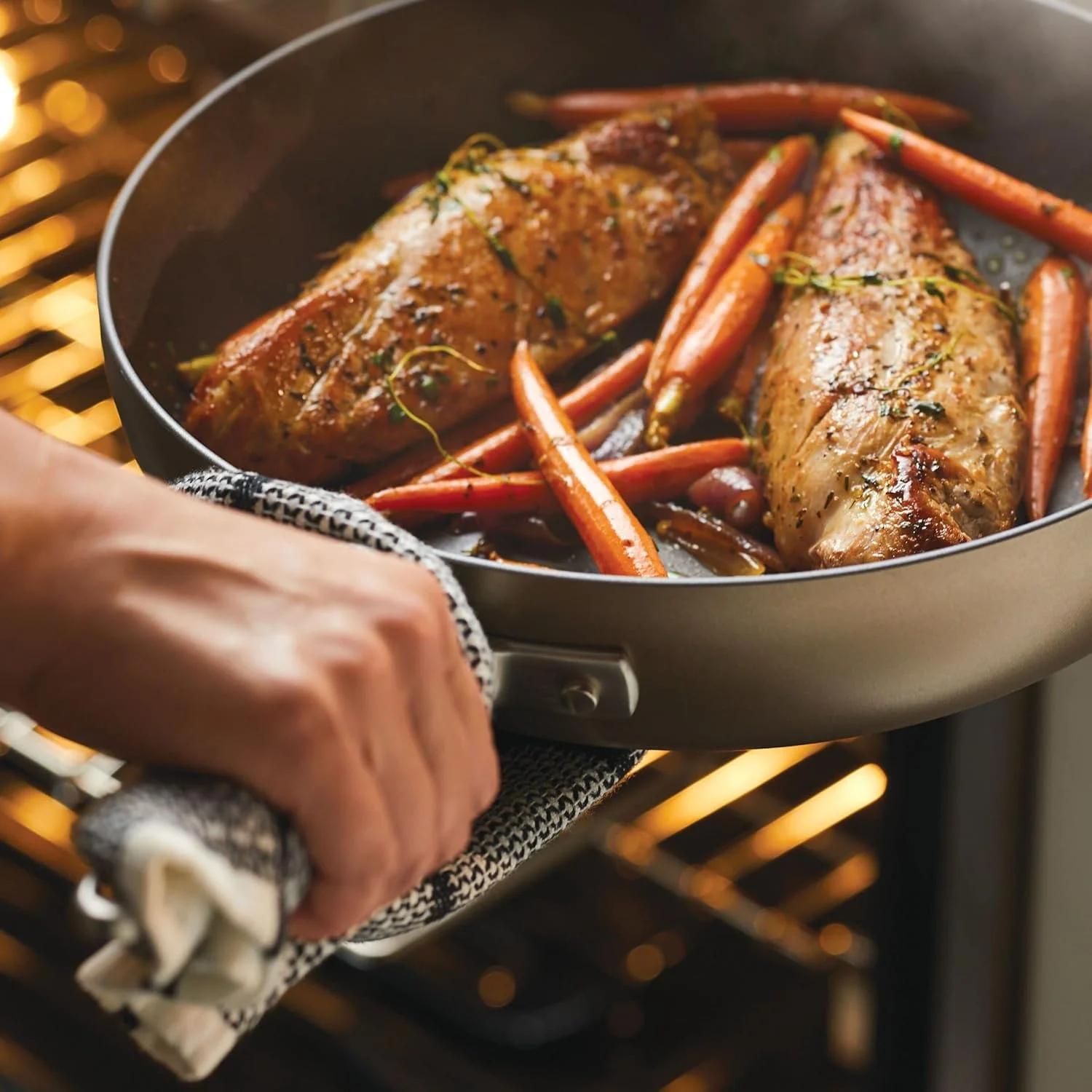 تابه گود نچسب آنولون ادونسد با روکش سخت آنودایز شده به همراه درب، سایز 30 سانتیمتر، رنگ برنز