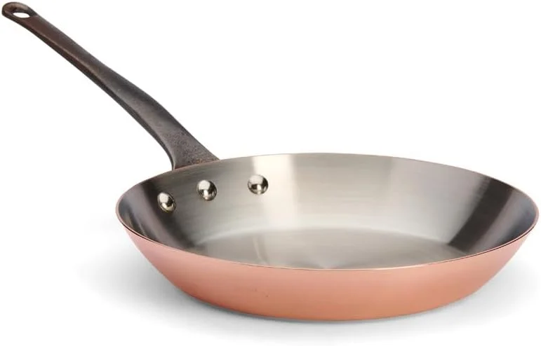 ماهیتابه مسی اینوکویور de Buyer با دسته چدنی - ظروف مسی با روکش استیل ضد زنگ - مناسب برای فر - سایز 28 سانتی متر