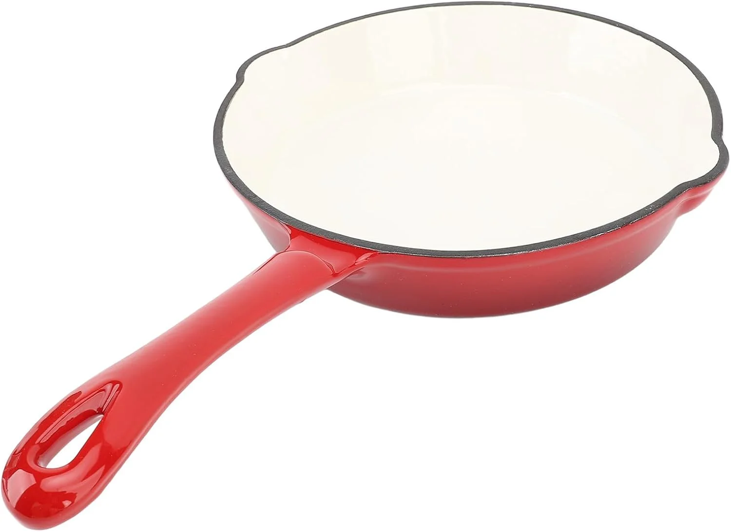 تابه چدنی لعاب دار BusoTh، تابه سرخ کردنی چدنی لعاب دار 10 اینچی با لعاب کرم، توزیع یکنواخت حرارت، تابه دسته بلند برای اجاق گاز و فر برای خانه، کمپینگ، رستوران ها