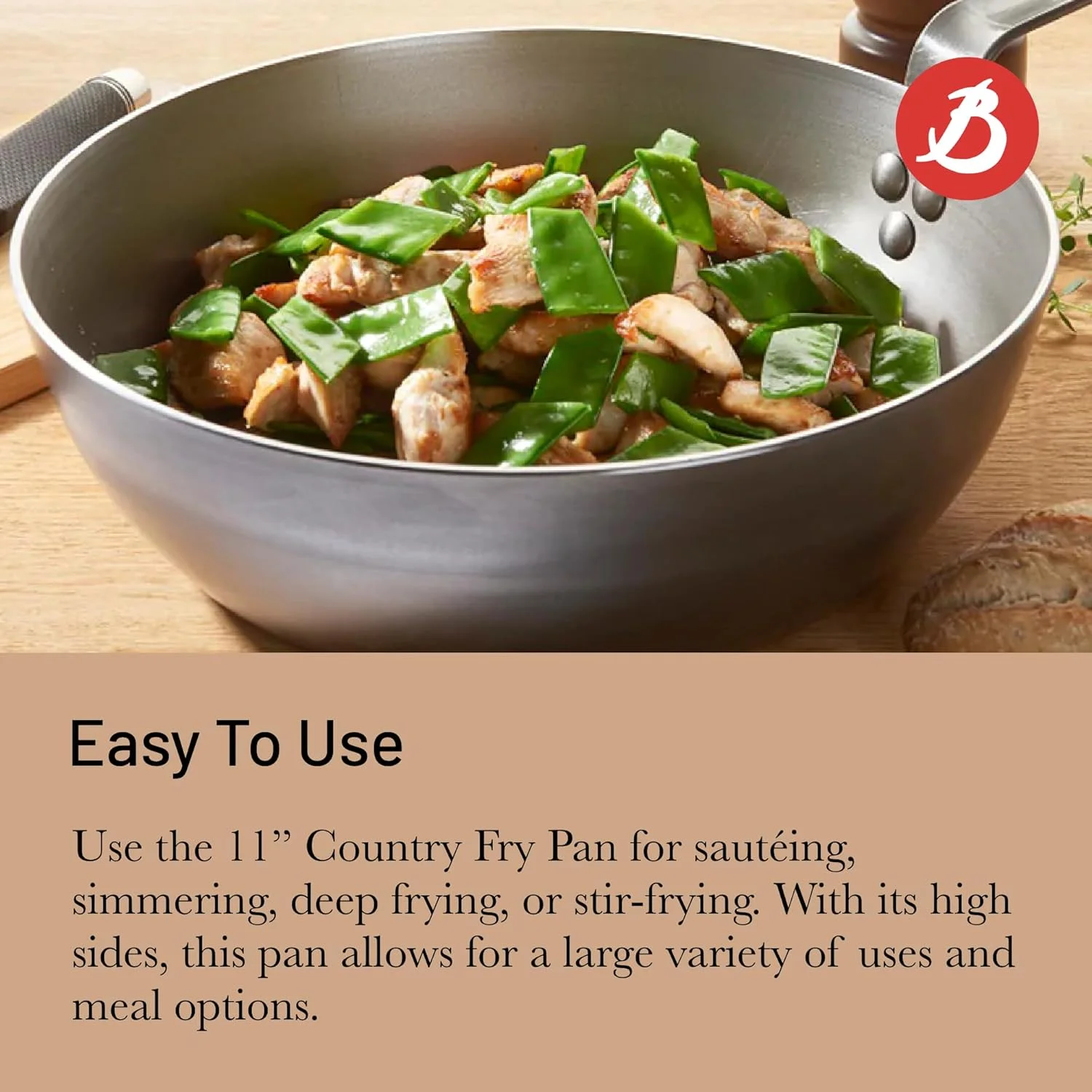 تابه استیل کربنی معدنی B De Buyer - سایز 28 سانتی متر - ایده آل برای تفت دادن، پخت ملایم، سرخ کردن عمیق و سرخ کردن سریع - نچسب طبیعی - ساخت فرانسه