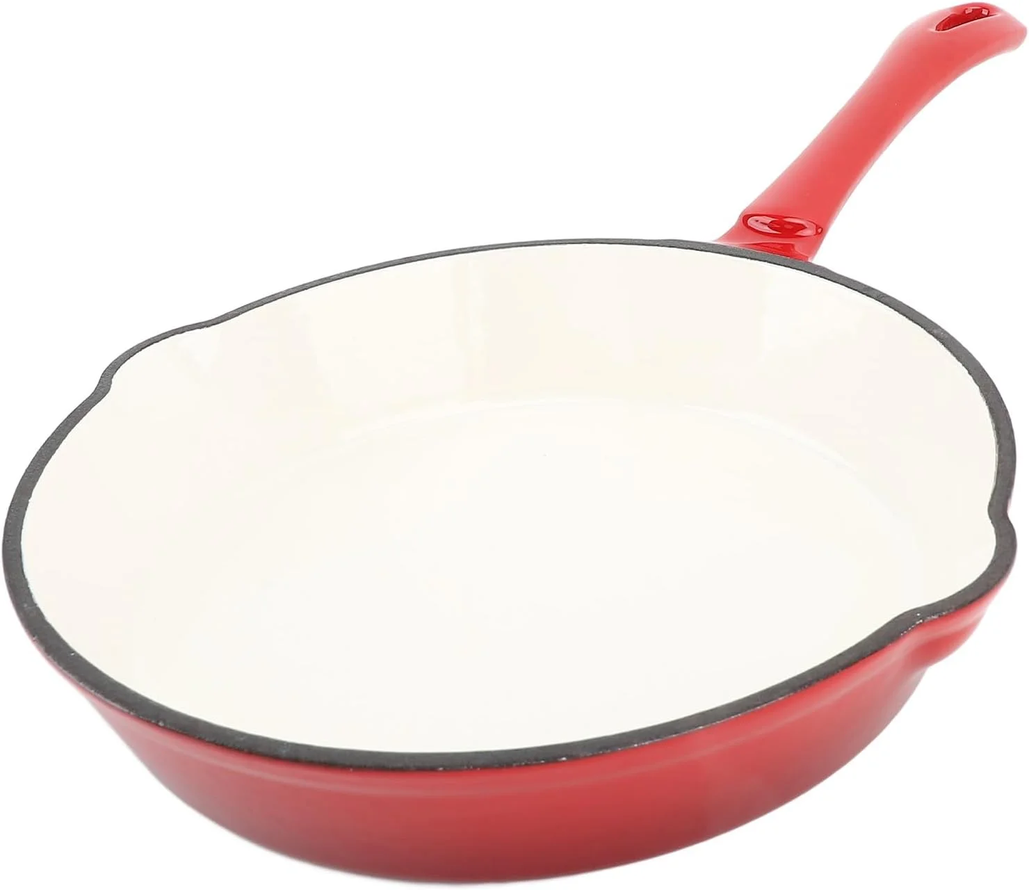 تابه چدنی لعاب دار BusoTh، تابه سرخ کردنی چدنی لعاب دار 10 اینچی با لعاب کرم، توزیع یکنواخت حرارت، تابه دسته بلند برای اجاق گاز و فر برای خانه، کمپینگ، رستوران ها