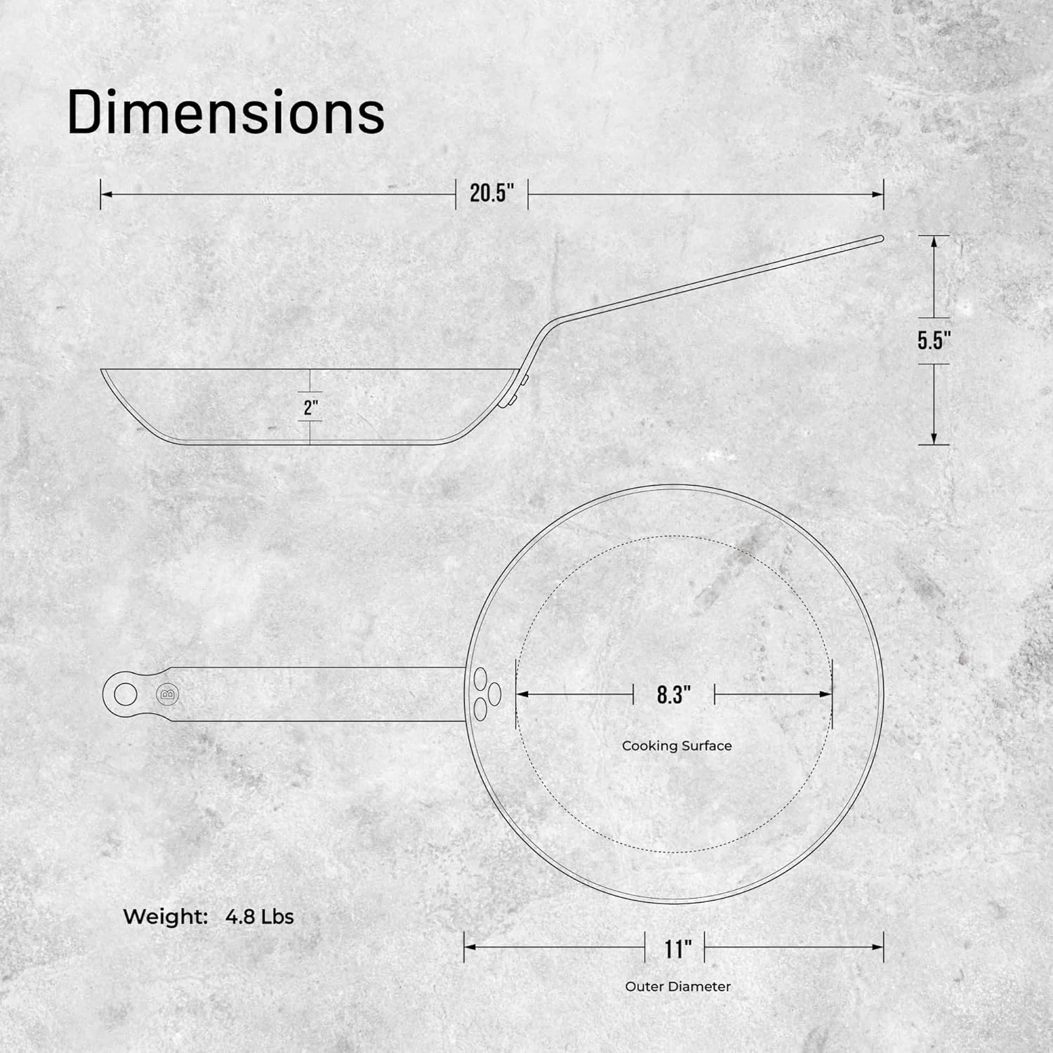 تابه استیل کربنی معدنی B de Buyer - سایز 11 اینچ - ایده آل برای سرخ کردن، تفت دادن و گرم کردن مجدد - نچسب طبیعی - ساخت فرانسه