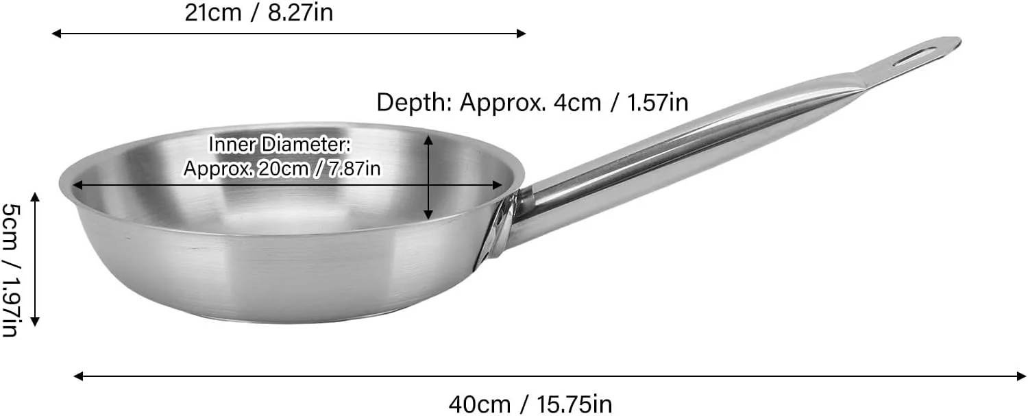 تابه استیل فوکت، تابه نچسب 20 سانتی متری بدون پوشش و ساختار کف 3 لایه، تابه سرخ کردنی ضخیم تقویت شده برای اجاق گازهای القایی، سرامیکی و گازی تابه استیل فوکت، تابه نچسب 20 سانتی متری بدون پوشش و ساختار کف 3 لایه، تابه سرخ کردنی ضخیم تقویت شده برای اجاق گازهای القایی، سرامیکی و گازی