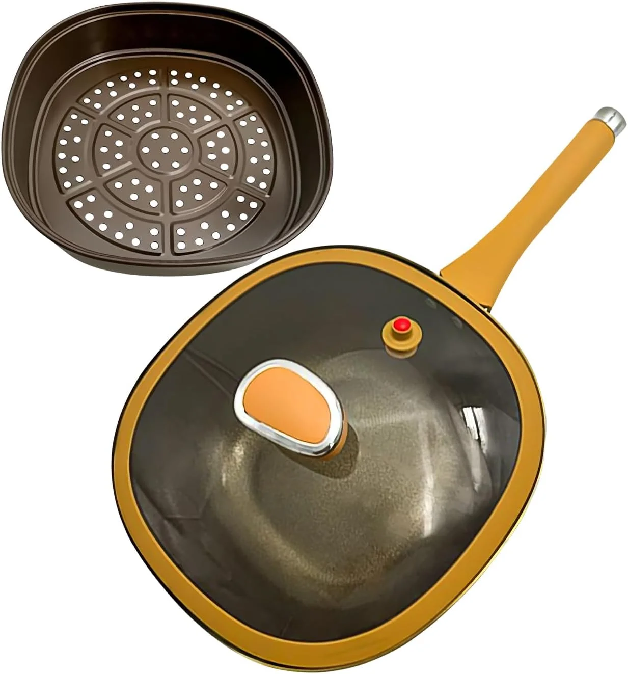 Saute Pan with Lid - Skillets and Frying Pans with Lid - 12 Inches Skillet Ergonomic Handle Cookware for Indoor Outdoor Camping Kitchen Cooking Cooktop Home Saute Pan with Lid - Skillets and Frying Pans with Lid - 12 Inches Skillet Ergonomic Handle Cookware for Indoor Outdoor Camping Kitchen Cooking Cooktop Home
